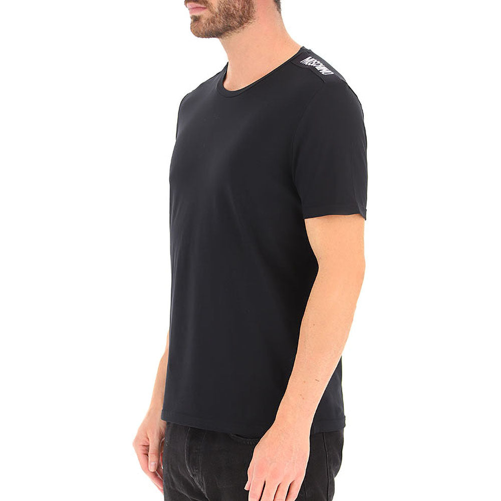 חולצת טישירט קצרה מוסקינו עם רצועות לוגו בכתפיים גברים