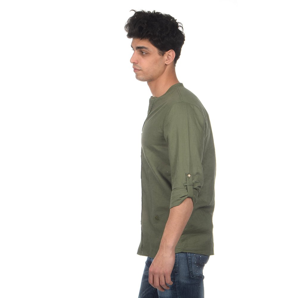 חולצה מכופתרת אלדו מורו פשתן צווארון סיני גברים