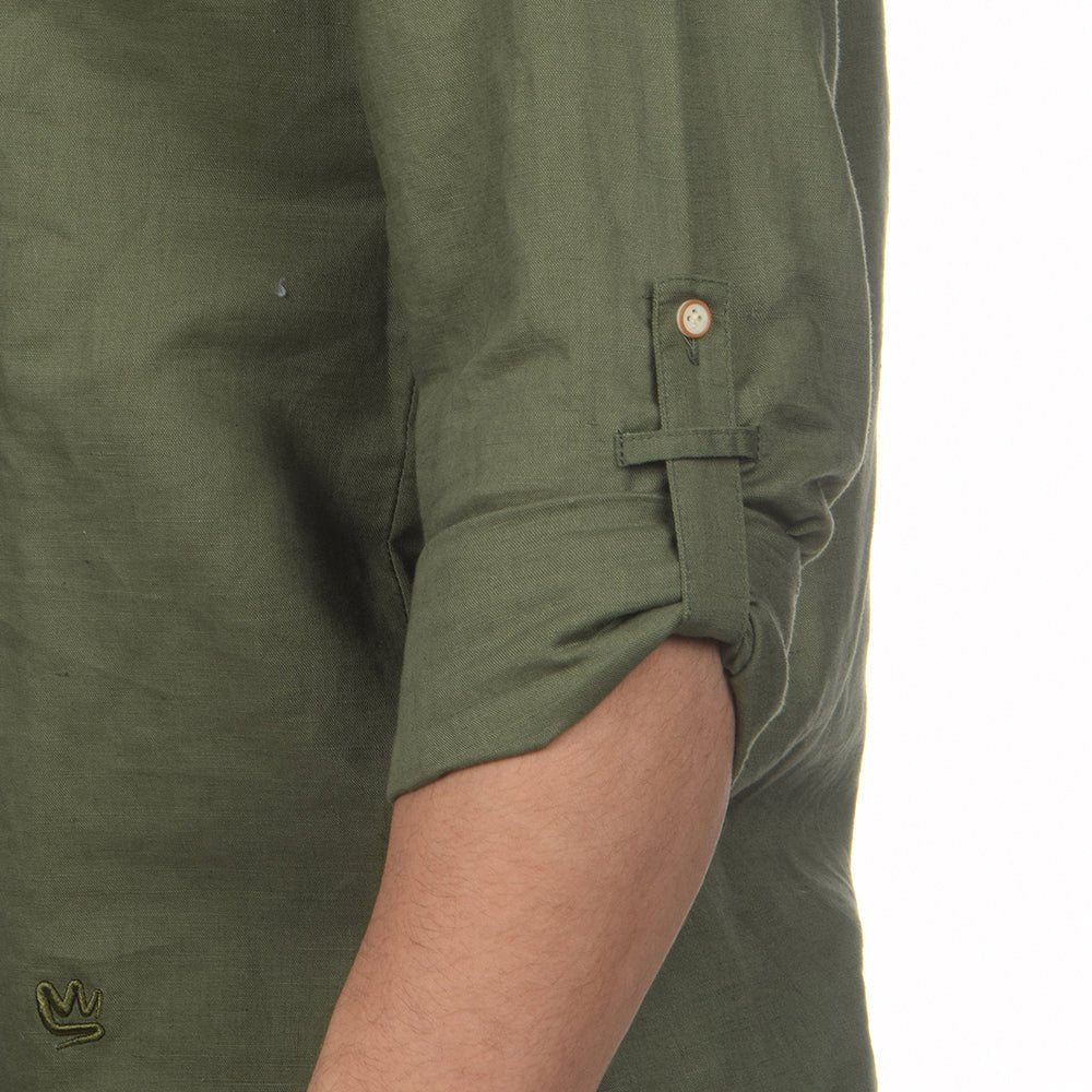 חולצה מכופתרת אלדו מורו פשתן צווארון סיני גברים