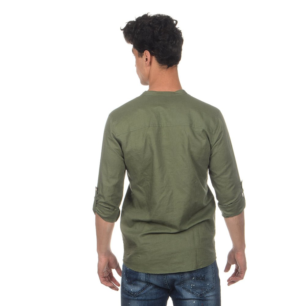 חולצה מכופתרת אלדו מורו פשתן צווארון סיני גברים