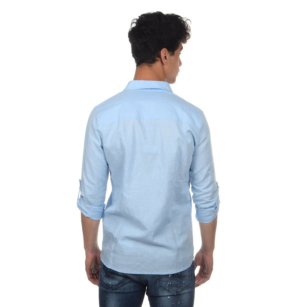 חולצה מכופתרת אלדו מורו פשתן צווארון סיני גברים