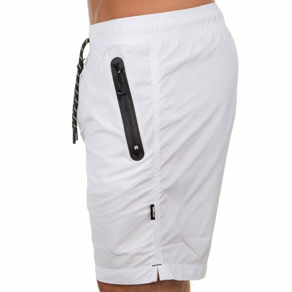 בגד ים ריפליי כיתוב לאורך ומלבן כיתוב לוגו מאחור גברים