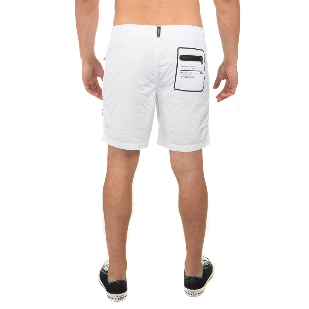 בגד ים ריפליי כיתוב לאורך ומלבן כיתוב לוגו מאחור גברים