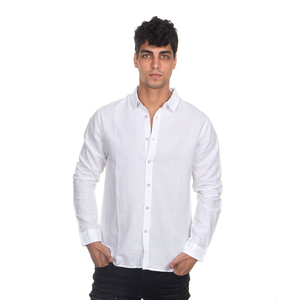 חולצה מכופתרת אלדו מורו פשתן Linen גברים - am-AM1305-100-XS