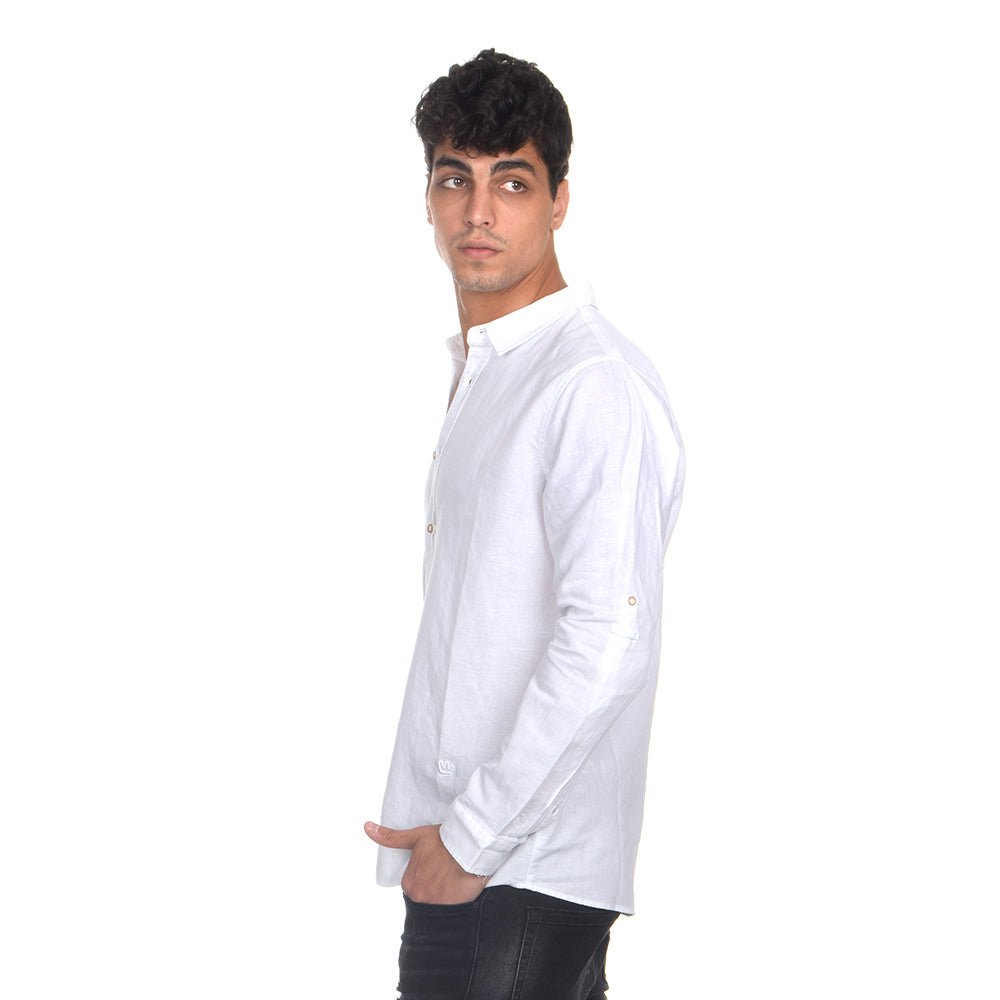 חולצה מכופתרת אלדו מורו פשתן Linen גברים - am-AM1305-100-XS