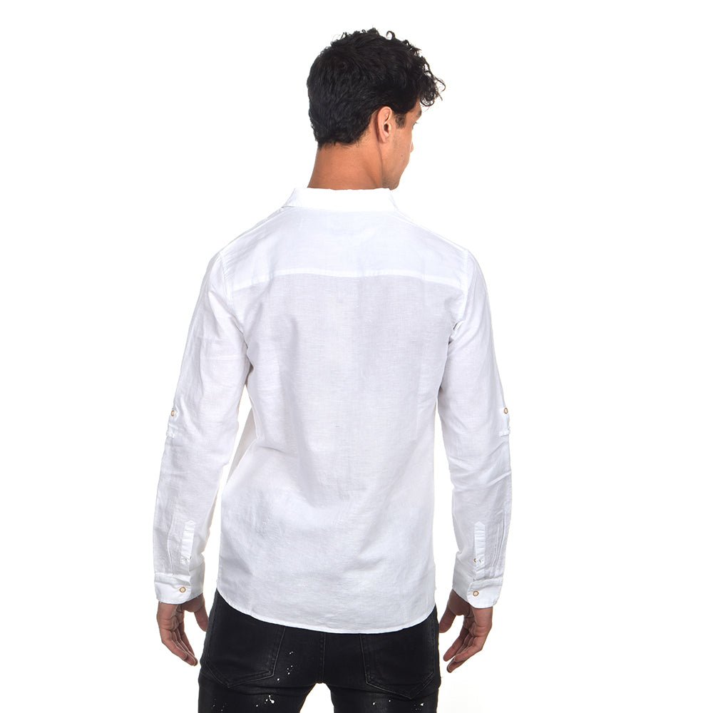 חולצה מכופתרת אלדו מורו פשתן Linen גברים - am-AM1305-100-XS