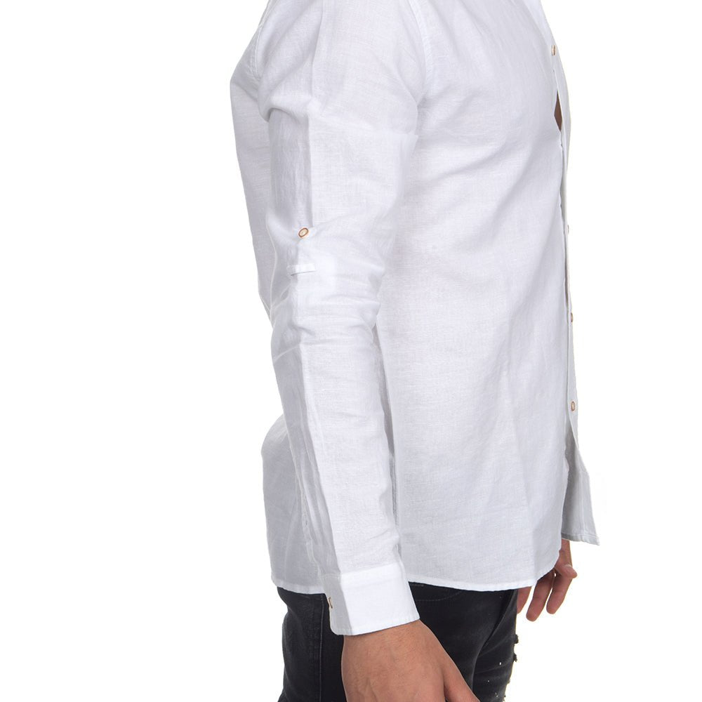 חולצה מכופתרת אלדו מורו פשתן Linen גברים - am-AM1305-100-XS