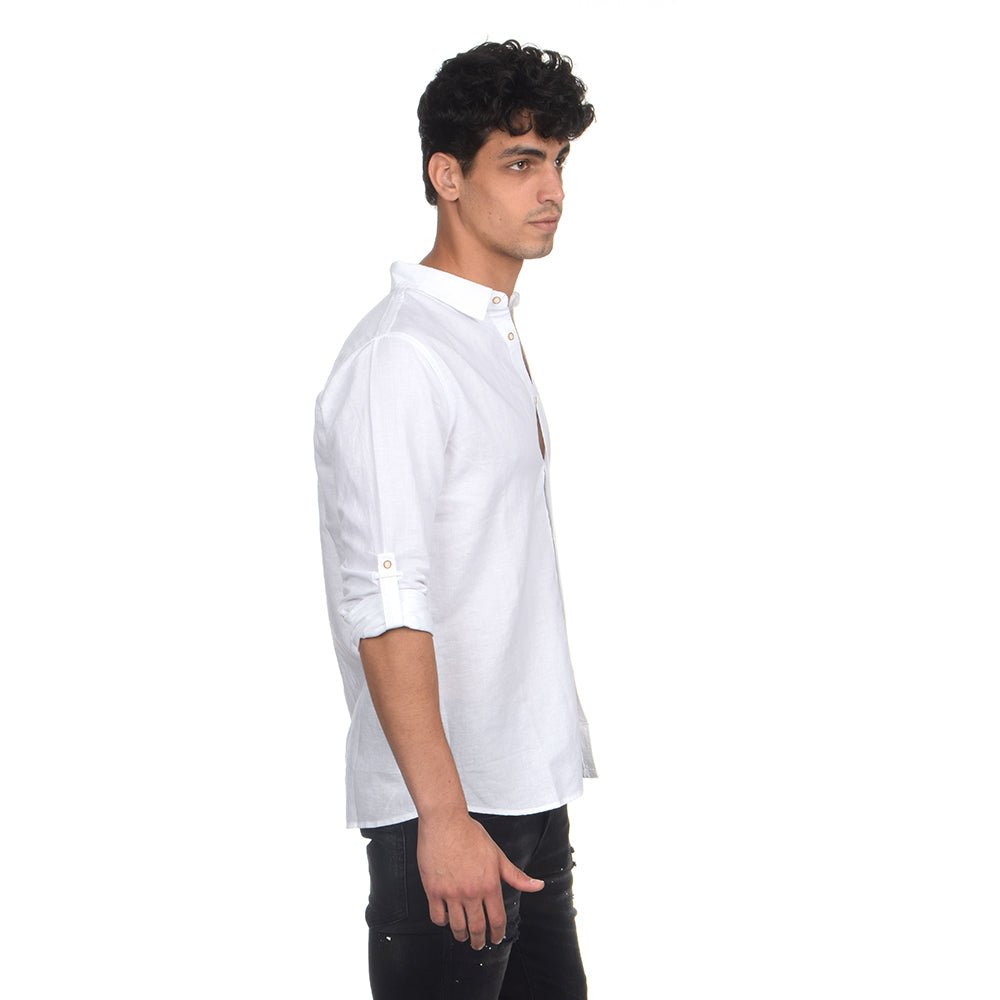 חולצה מכופתרת אלדו מורו פשתן Linen גברים - am-AM1305-100-XS