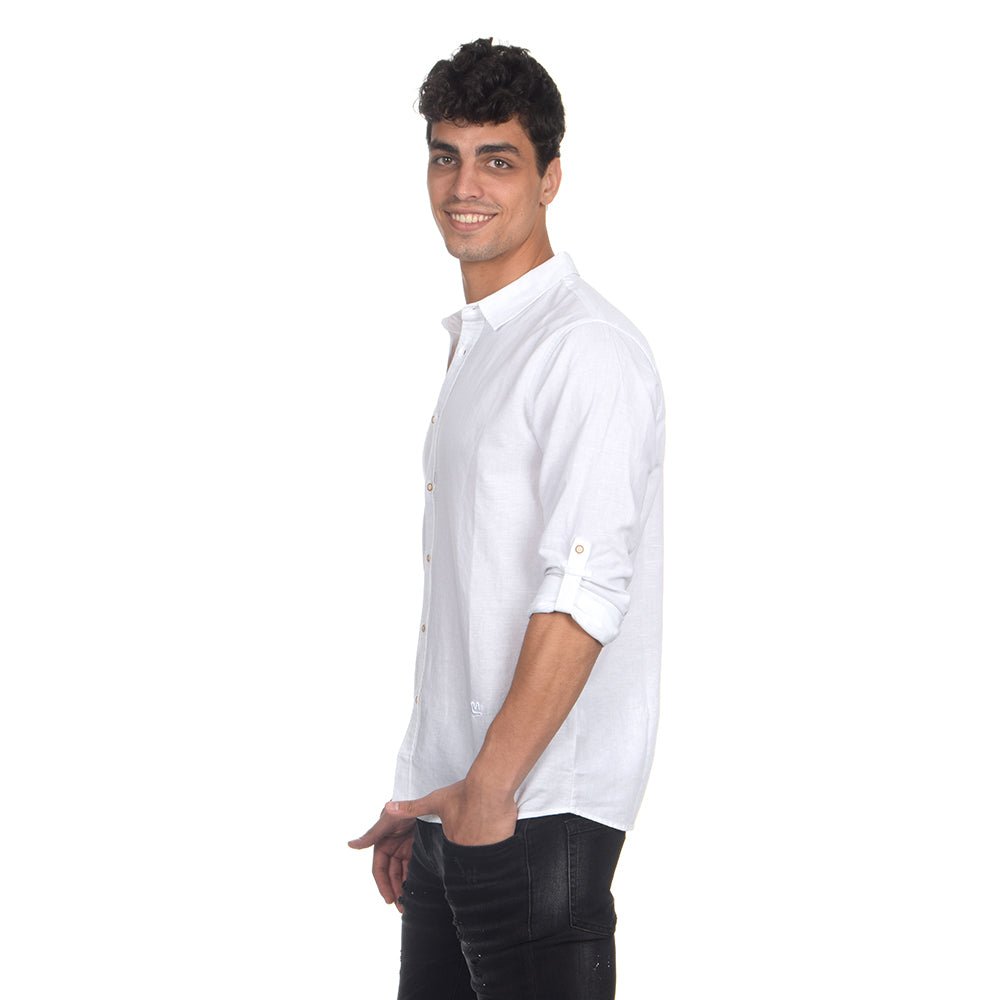 חולצה מכופתרת אלדו מורו פשתן Linen גברים - am-AM1305-100-XS