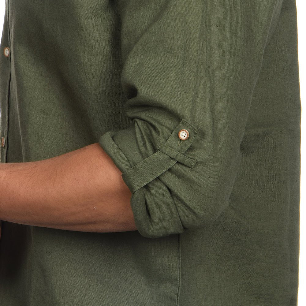 חולצה מכופתרת אלדו מורו פשתן Linen גברים