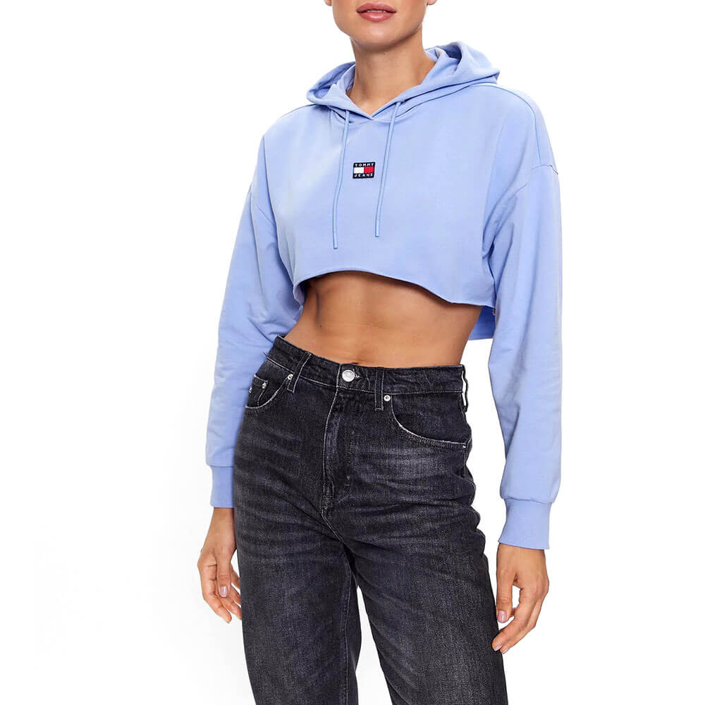 סווטשירט קפוצ'ון בגזרת סופר קרופ טומי הילפיגר נשים