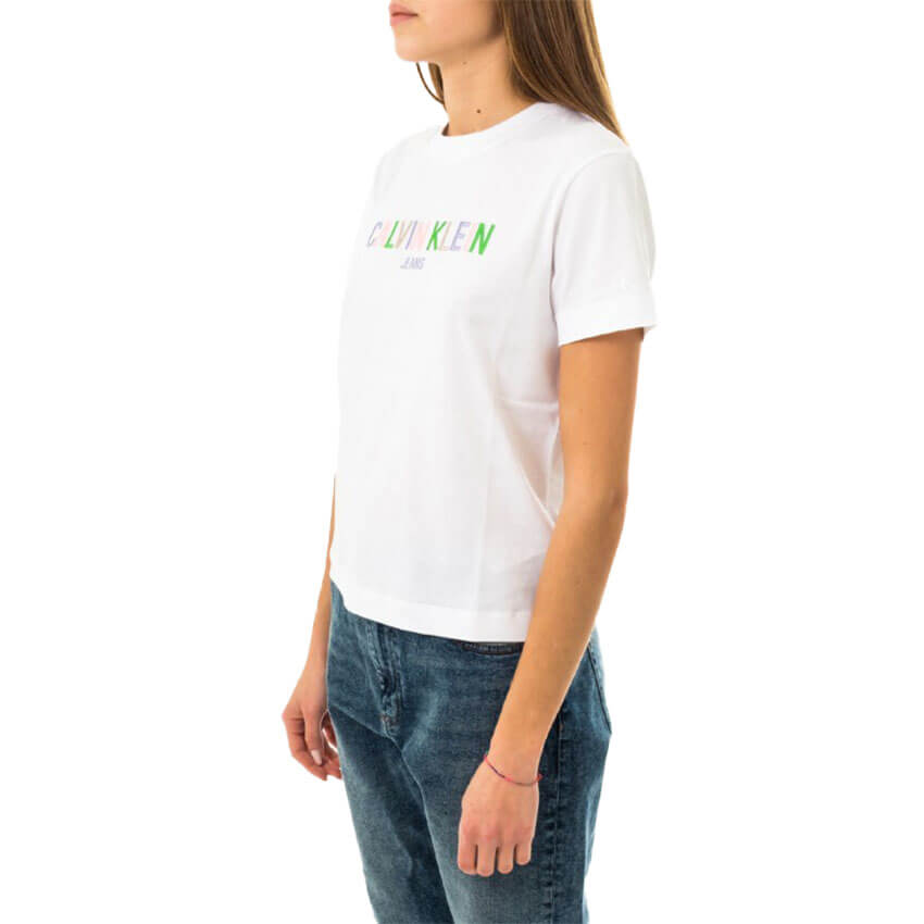 חולצת טישרט קצרה קלווין קליין Multicolored Logo נשים
