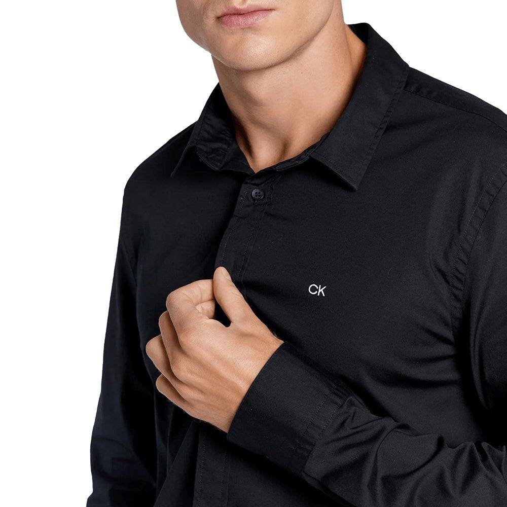 חולצה מכופתרת קלווין קליין Slim Stretch Poplin גברים