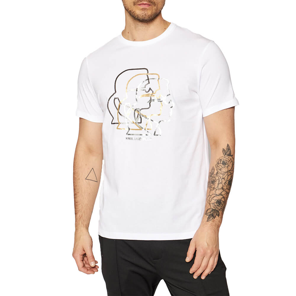 חולצת טישרט קרל לגרפלד קצרה טריפל לוגו גברים