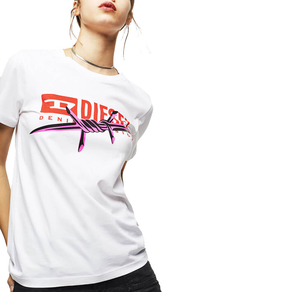 חולצת טישרט דיזל קצרה Fluo Print נשים