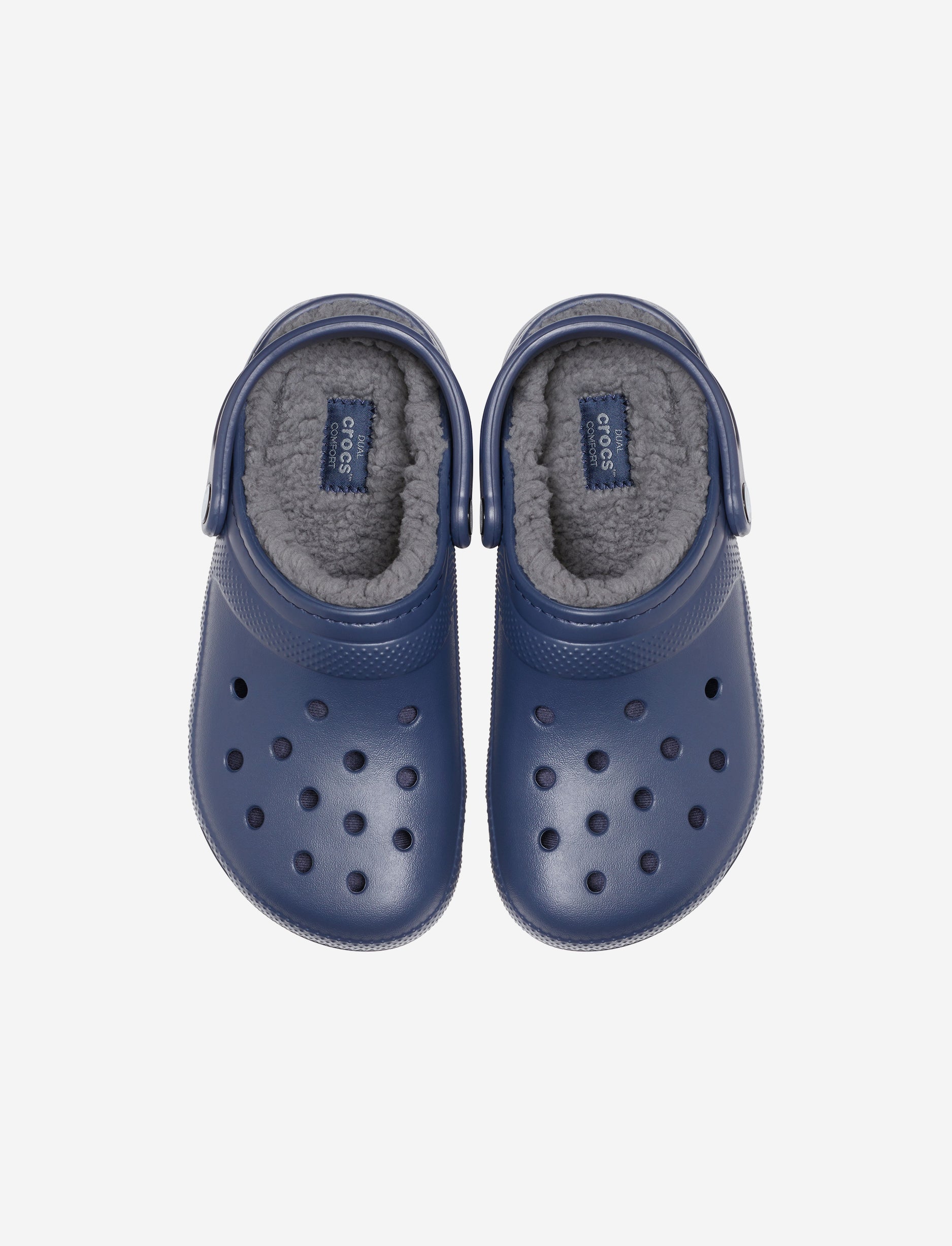 Crocs Classic Lined Clog - כפכפים פרוותיים קרוקס בצבע נייבי/אפור