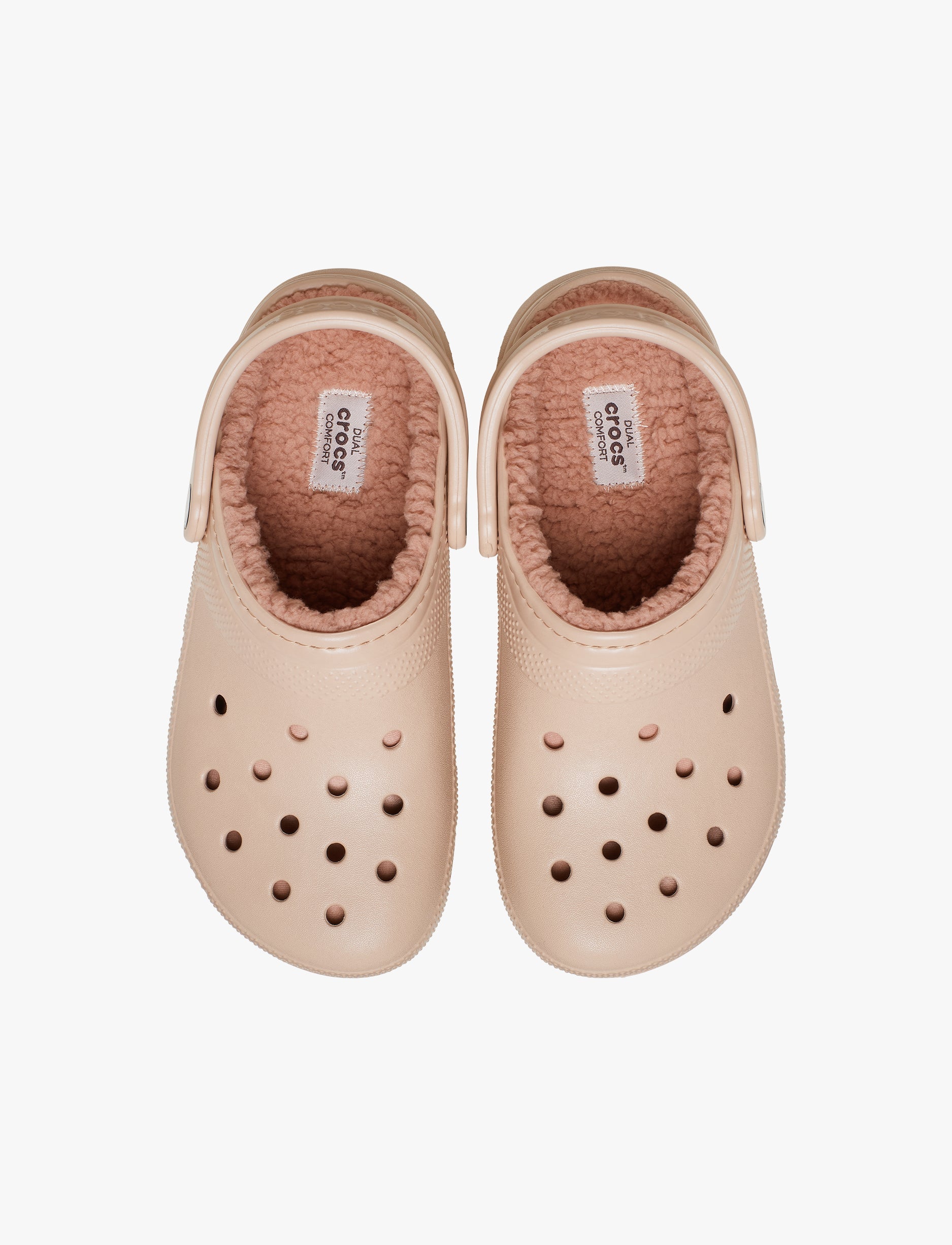 Crocs Classic Lined Clog -  כפכפי קרוקס פרוותיים בצבע ורוד קרמל