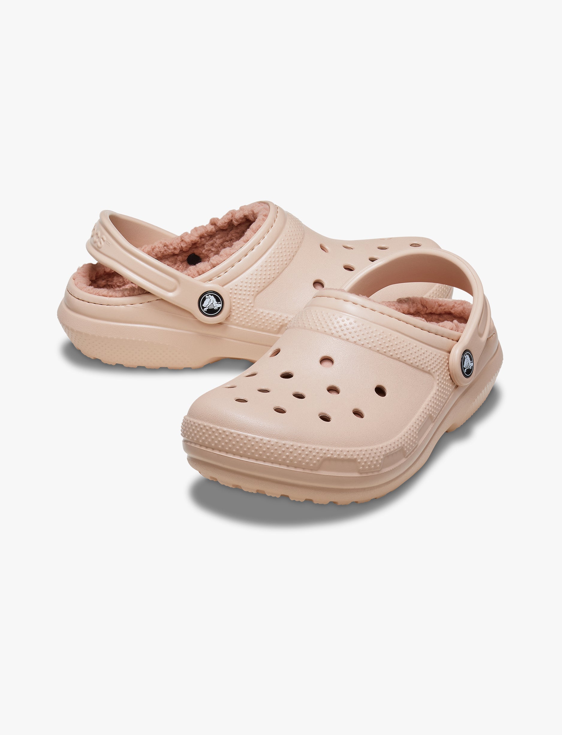 Crocs Classic Lined Clog -  כפכפי קרוקס פרוותיים בצבע ורוד קרמל