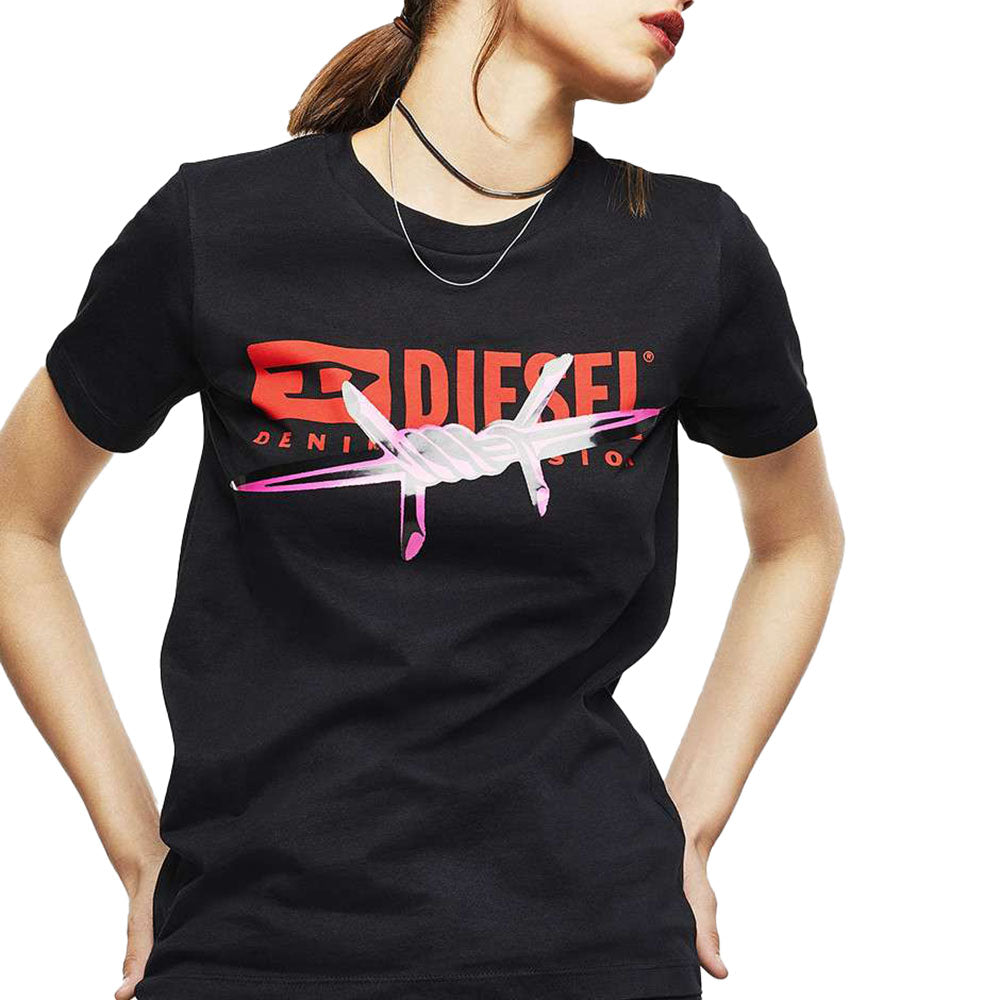חולצת טישרט דיזל קצרה Fluo Print נשים