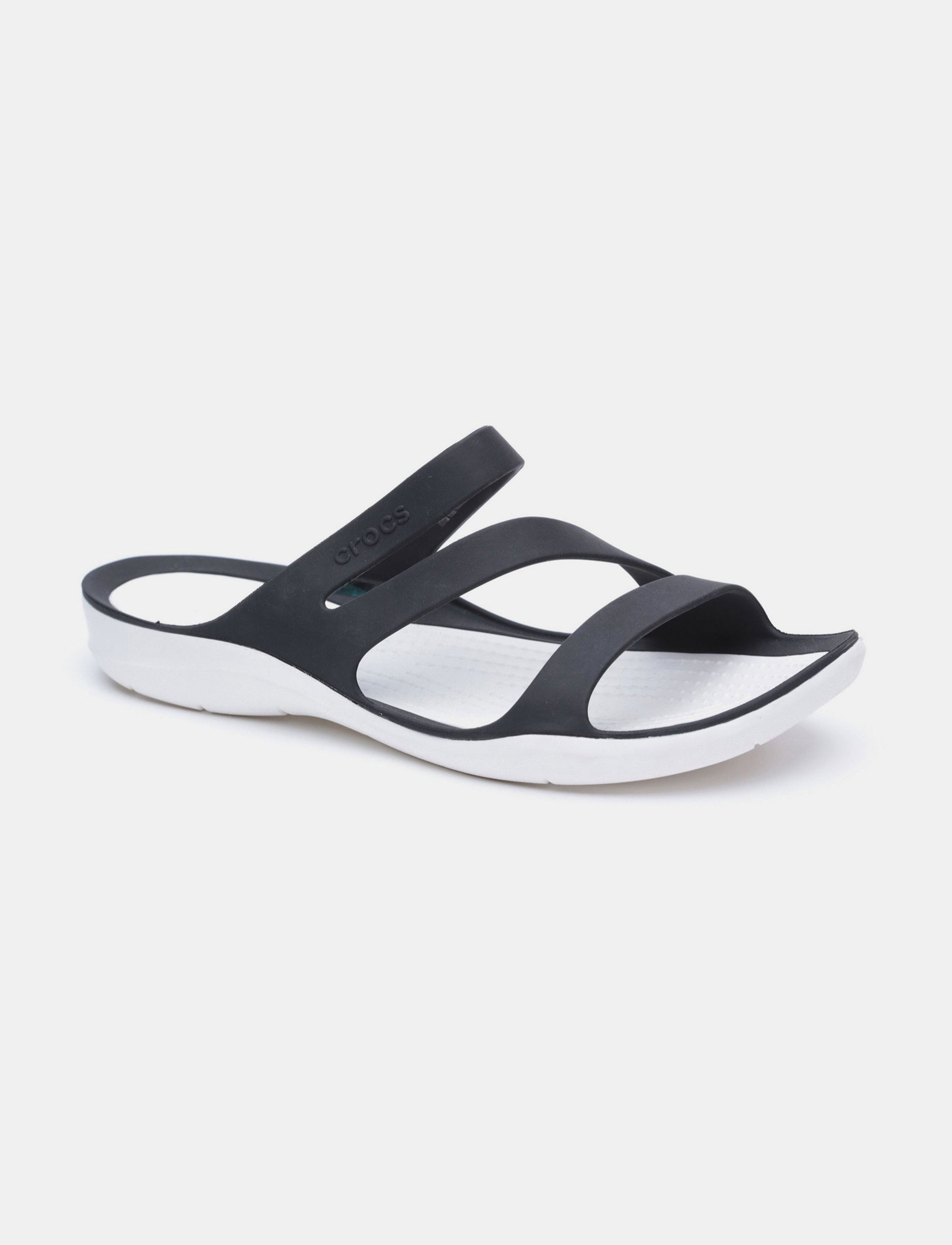 Crocs Swiftwater Sandal - כפכפים לנשים קרוקס רצועות בצבע שחור/לבן