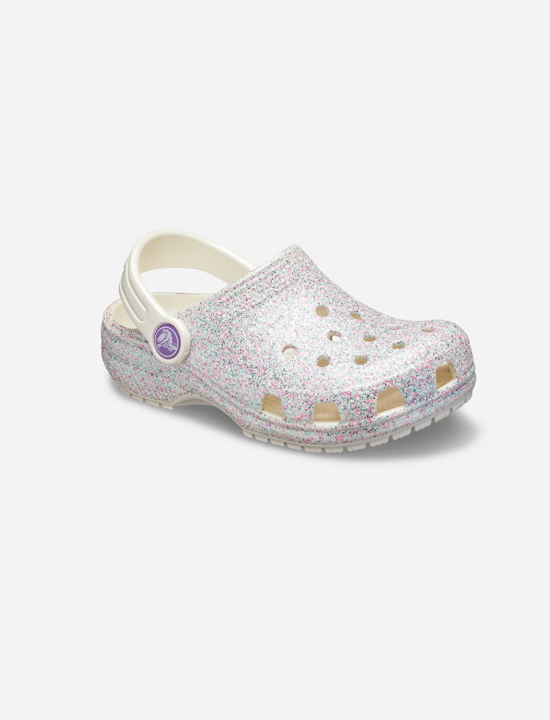Crocs Classic Glitter Clog K - כפכף קרוקס קלאסי לילדות בצבע צדף בהדפס נצנצים