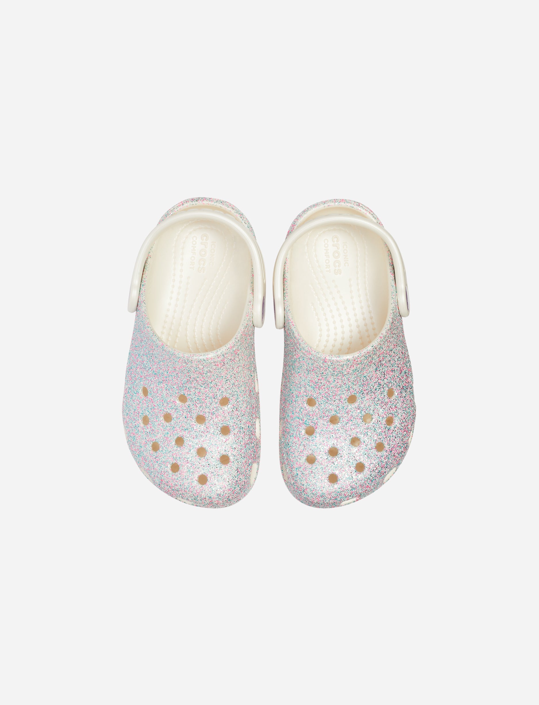 Crocs Classic Glitter Clog K - כפכף קרוקס קלאסי לילדות בצבע צדף בהדפס נצנצים