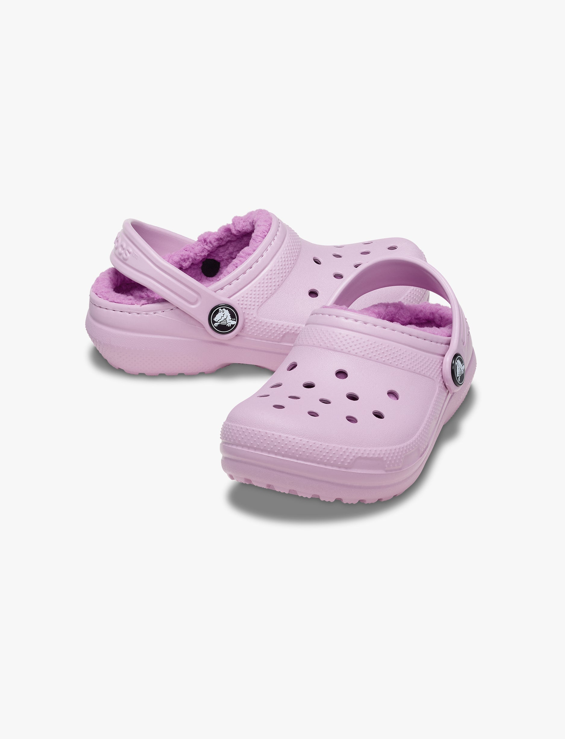 Crocs Classic Lined Clog K -  כפכפים פרוותיים קרוקס לילדים בצבע ורוד/סגול