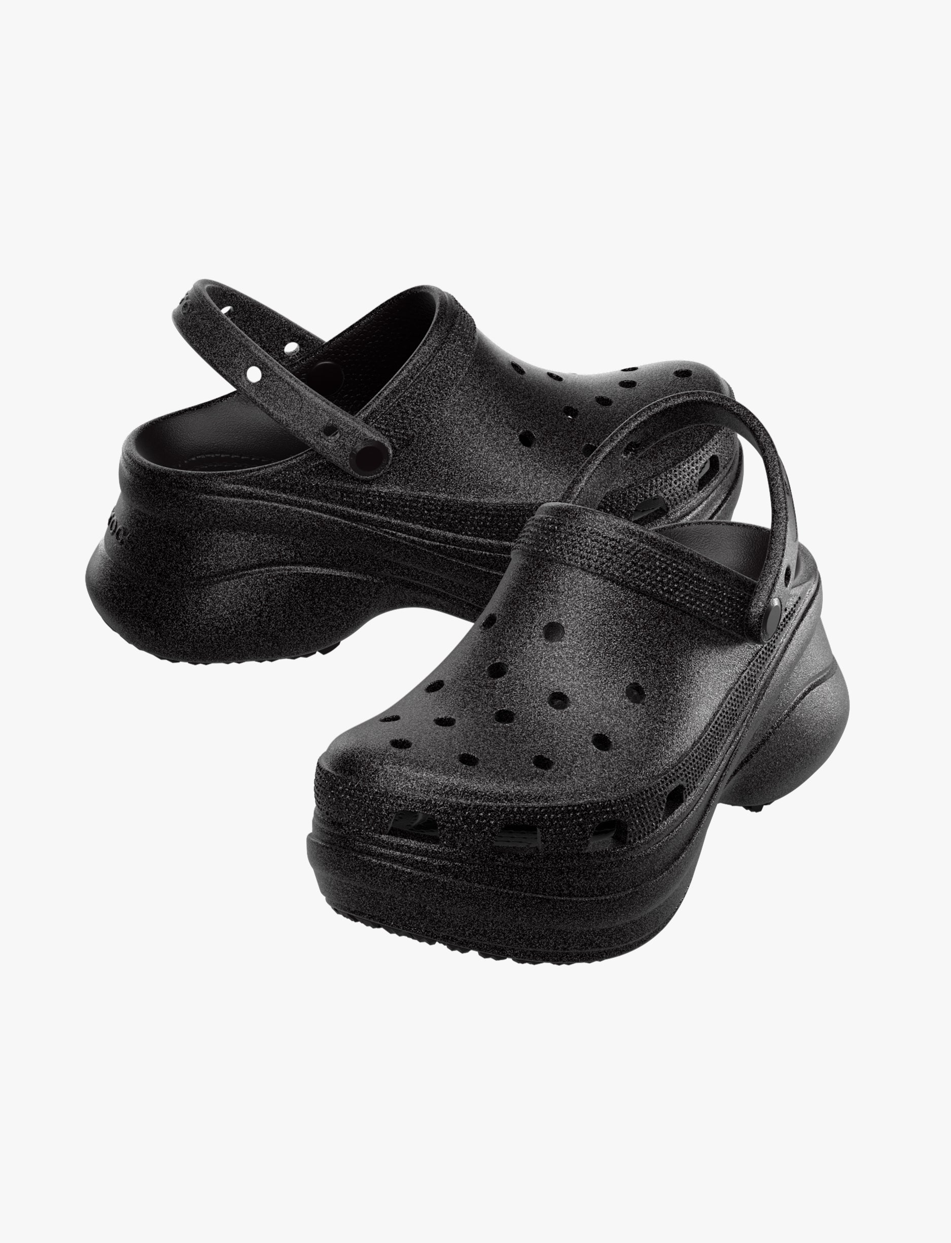 Crocs Bae Glitter Clog -  כפכפי קלוג קרוקס ביי פלטפורמה לנשים בצבע שחור נצנצים