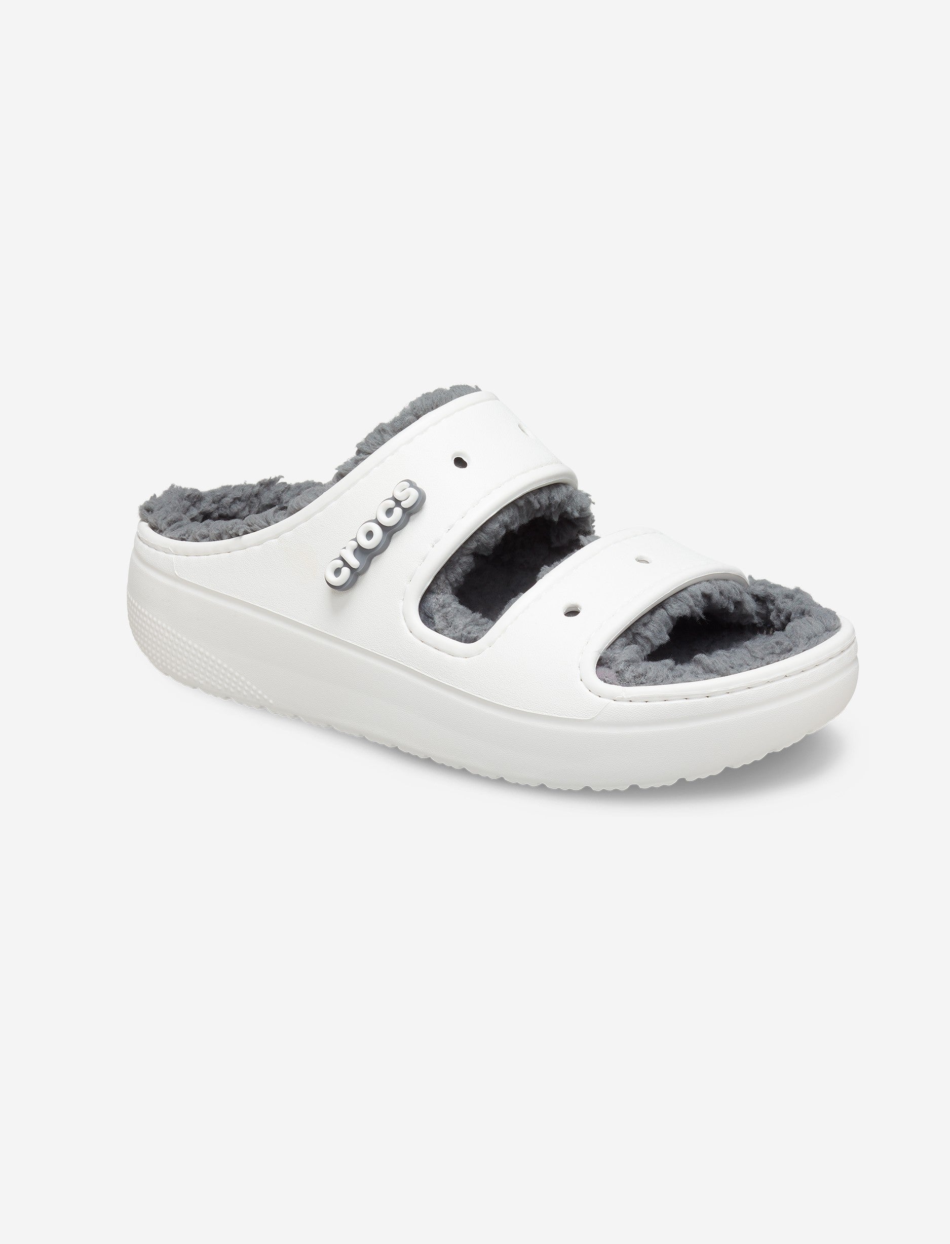 Crocs Classic Cozzzy Sandal  - כפכפי קרוקס פרווה לנשים בצבע לבן