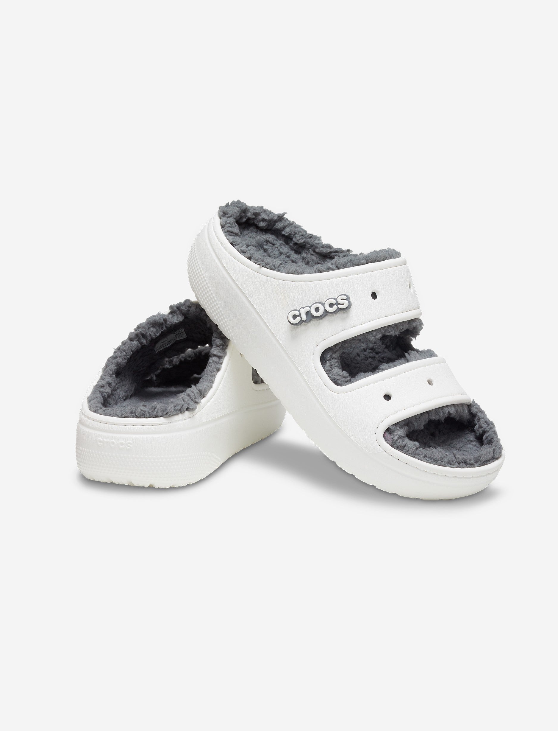 Crocs Classic Cozzzy Sandal  - כפכפי קרוקס פרווה לנשים בצבע לבן