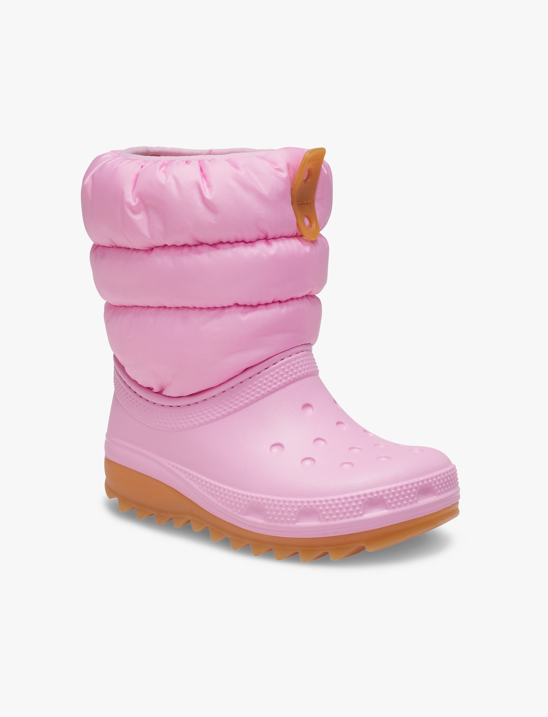 Crocs Toddler Classic Neo Puff Boot - מגפיים לילדים קרוקס בצבע ורוד סוויד/גומי