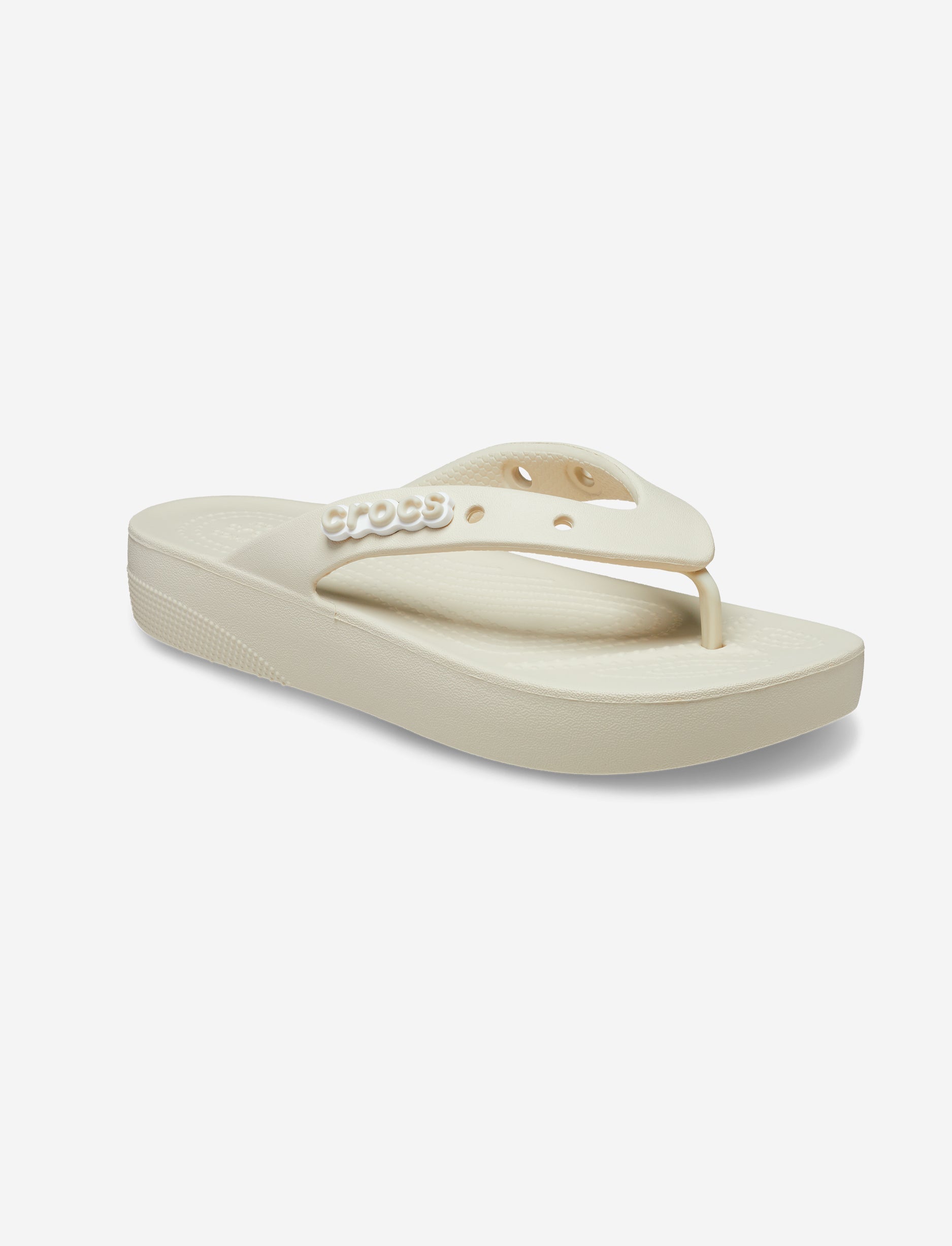 Crocs Classic Platform Flip - כפכפי אצבע פלטפורמה לנשים קרוקס בצבע קרם