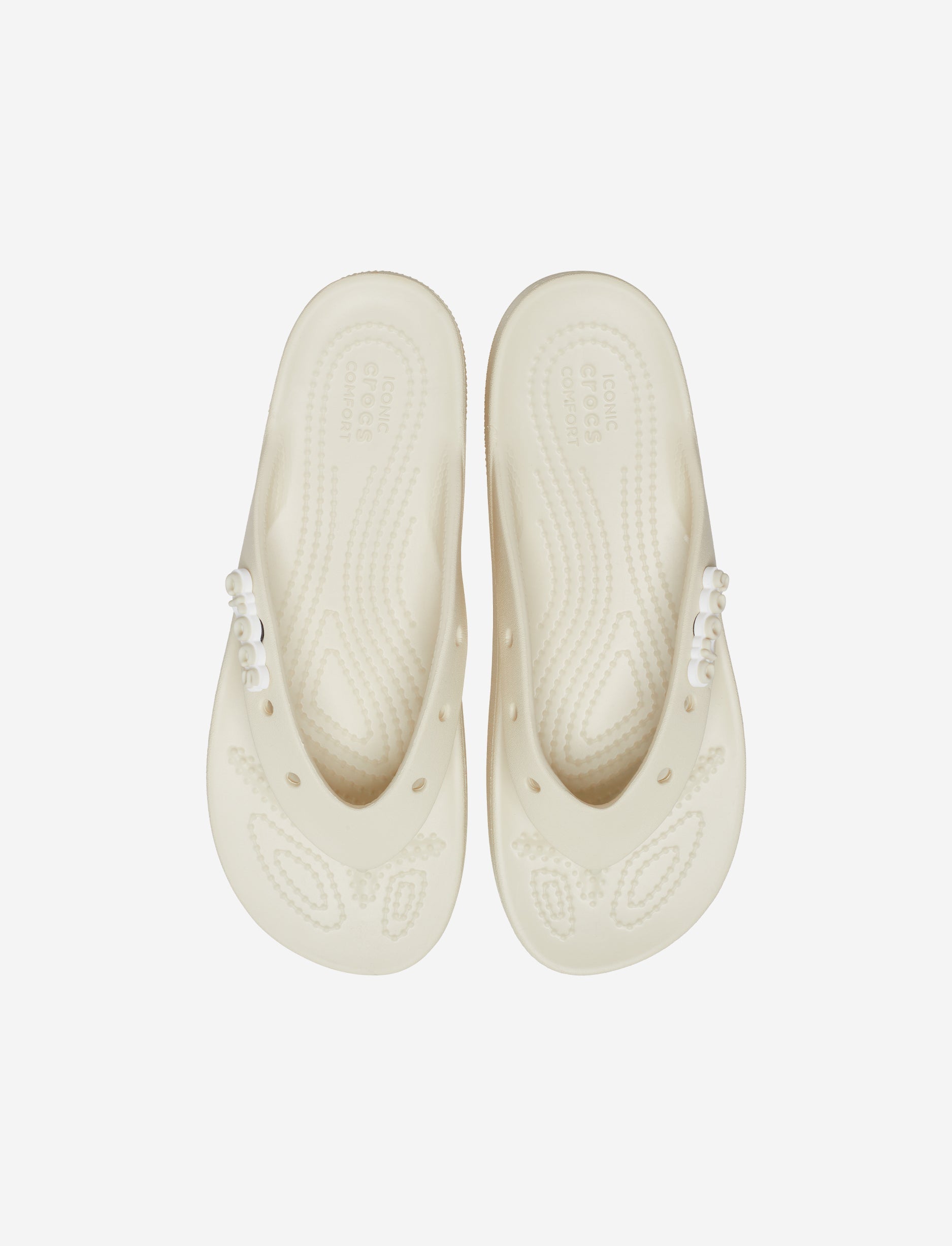 Crocs Classic Platform Flip - כפכפי אצבע פלטפורמה לנשים קרוקס בצבע קרם