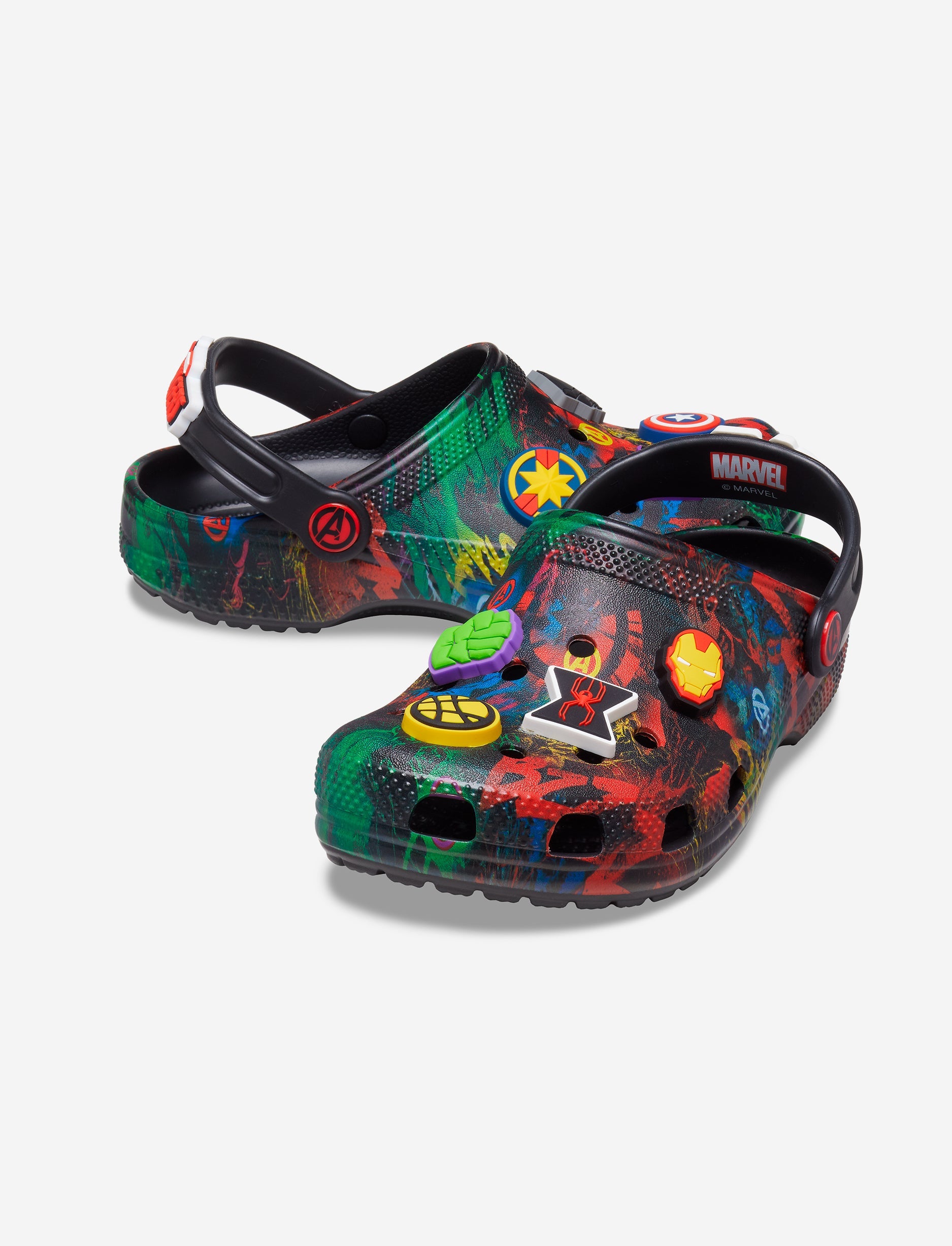 Classic Marvel Avengers Clog K -  כפכפי קרוקס לילדים מרבל גיבורי על בצבע שחור בהדפס צבעוני