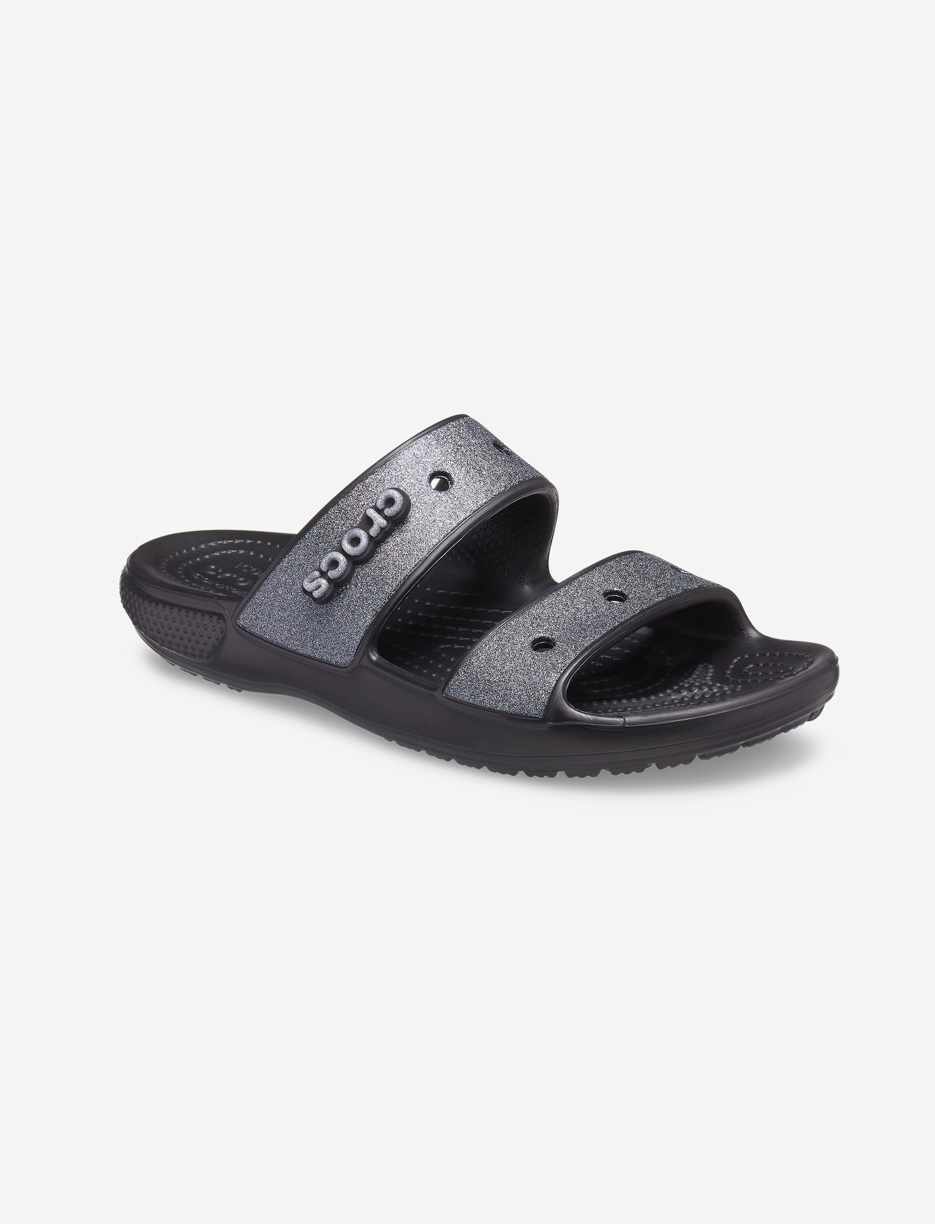 Crocs Classic Glitter Sandal - כפכפים לנשים קרוקס שתי רצועות בצבע שחור בעיטור נצנצים