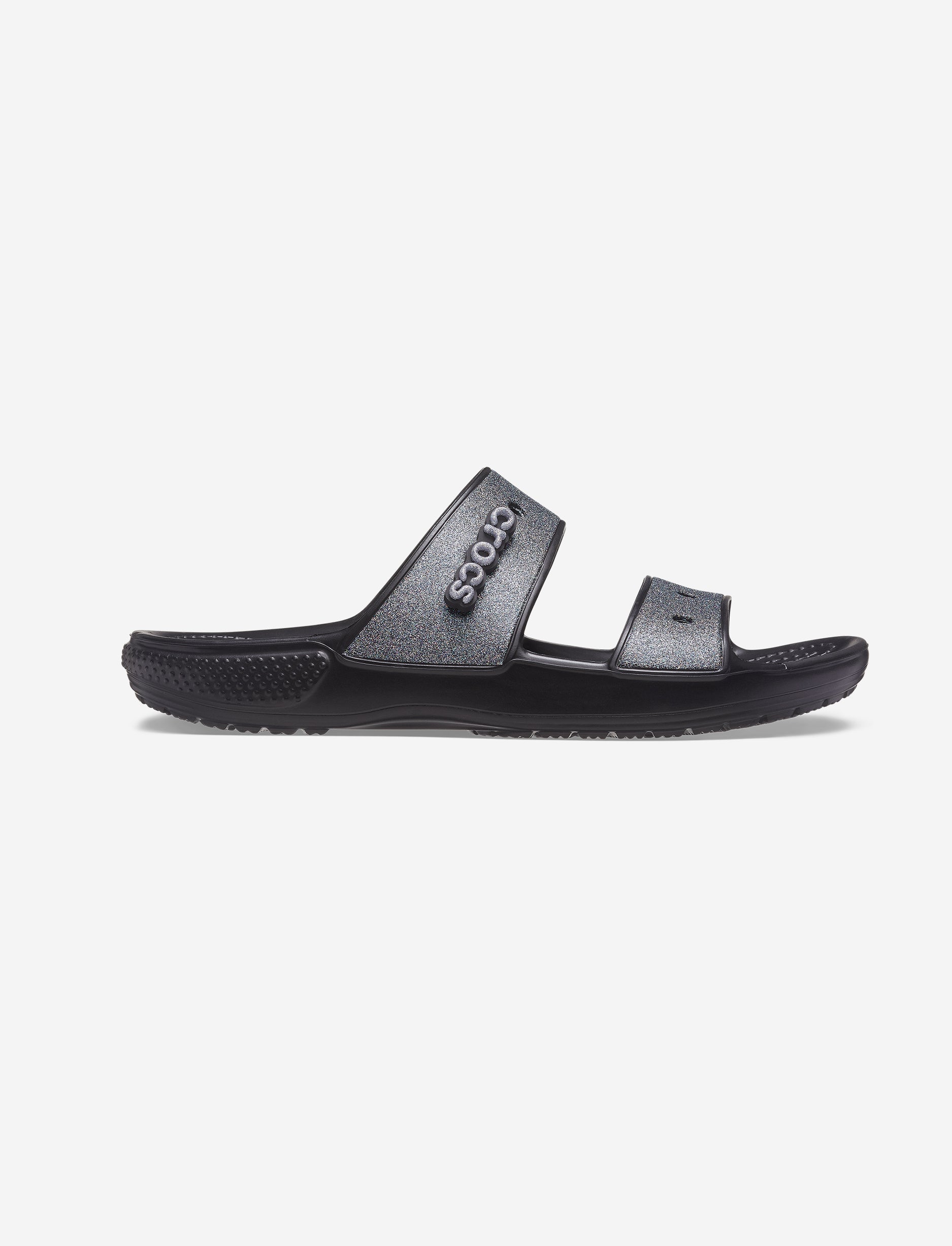 Crocs Classic Glitter Sandal - כפכפים לנשים קרוקס שתי רצועות בצבע שחור בעיטור נצנצים