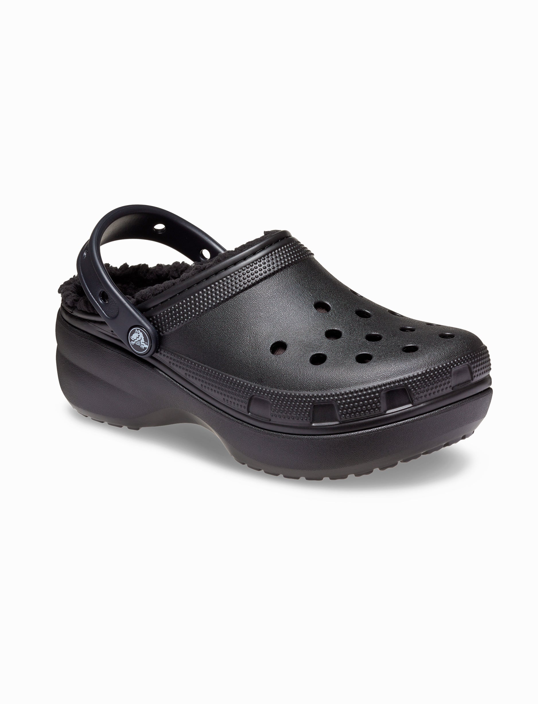 Crocs Classic Platform Lined Clog W - כפכפי קרוקס פלטפורמה עם פרווה לנשים בצבע שחור