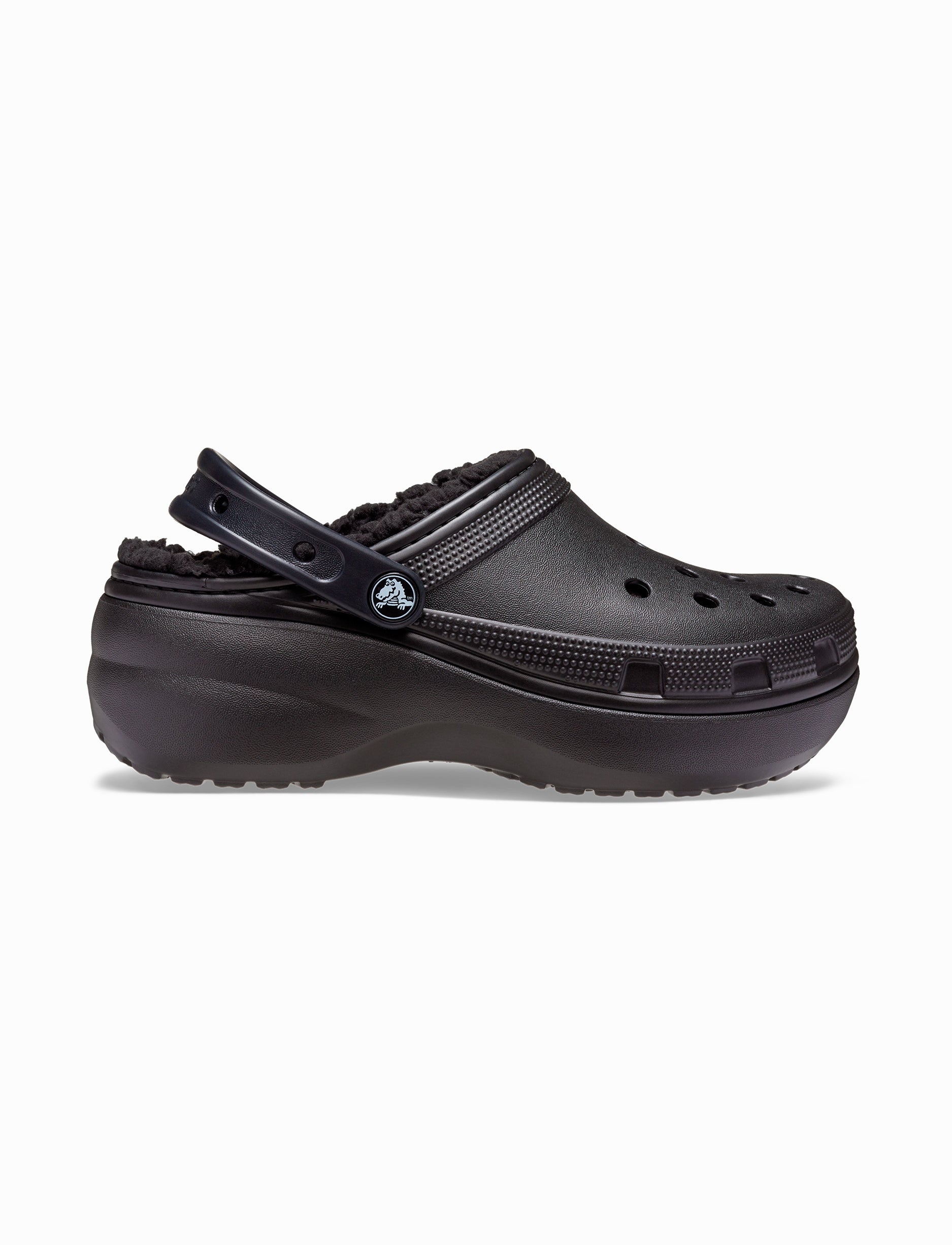 Crocs Classic Platform Lined Clog W - כפכפי קרוקס פלטפורמה עם פרווה לנשים בצבע שחור