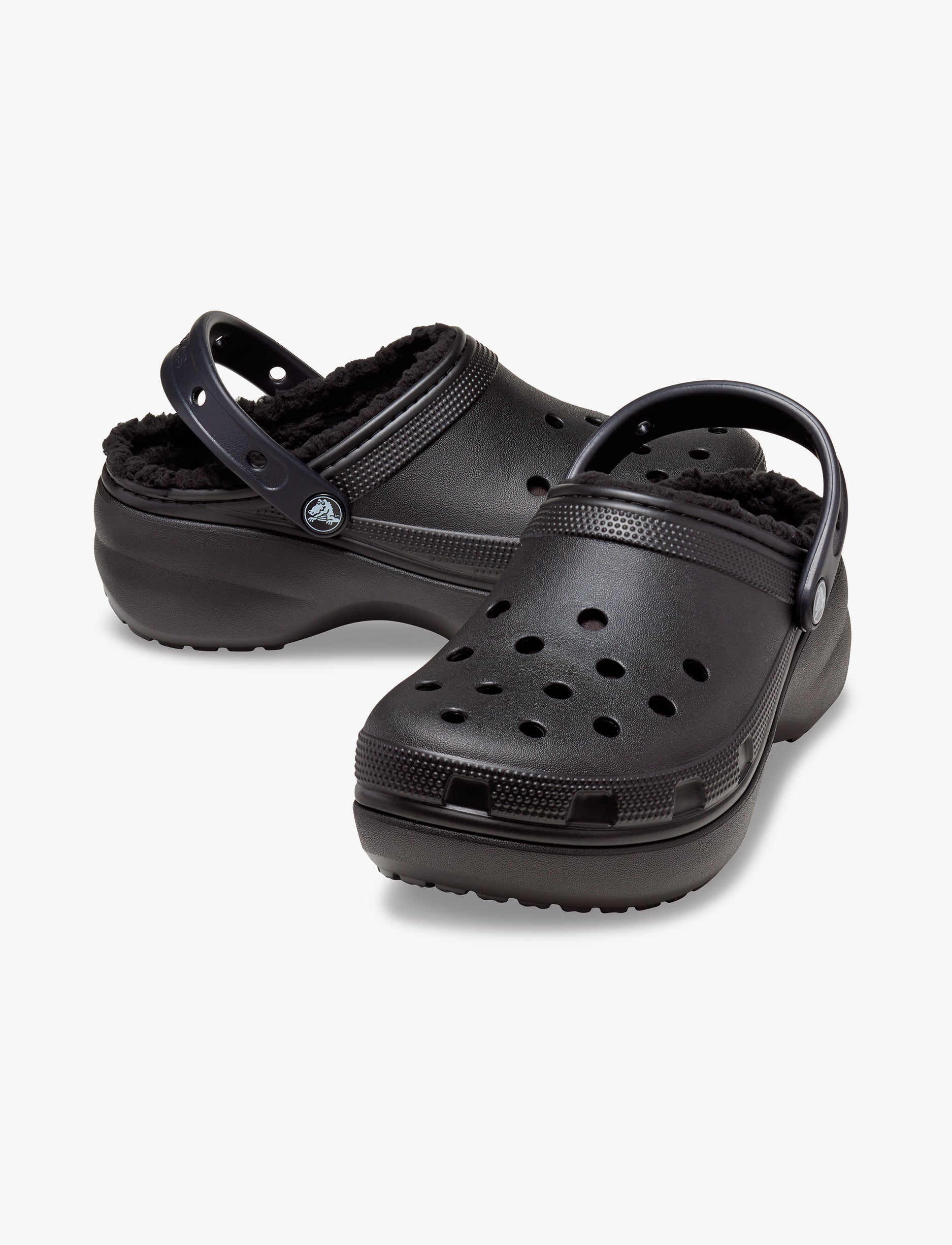 Crocs Classic Platform Lined Clog W - כפכפי קרוקס פלטפורמה עם פרווה לנשים בצבע שחור