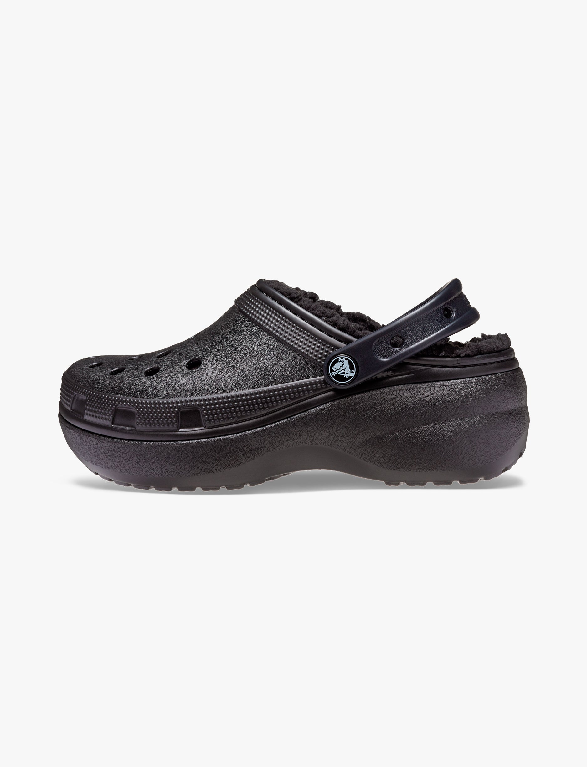 Crocs Classic Platform Lined Clog W - כפכפי קרוקס פלטפורמה עם פרווה לנשים בצבע שחור