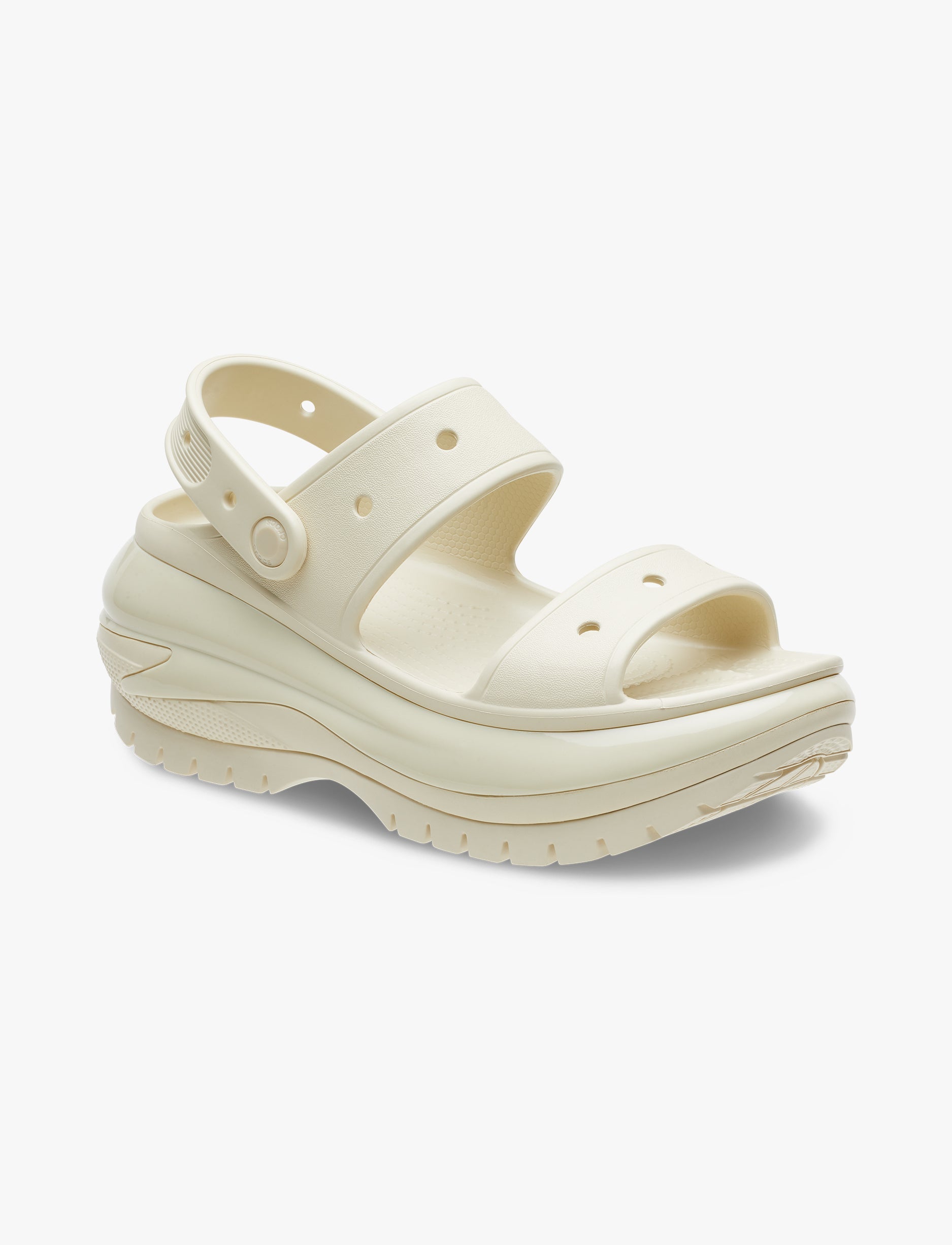 Crocs Classic Mega Crush Sandal - סנדל פלטפורמה קרוקס לנשים בצבע עצם