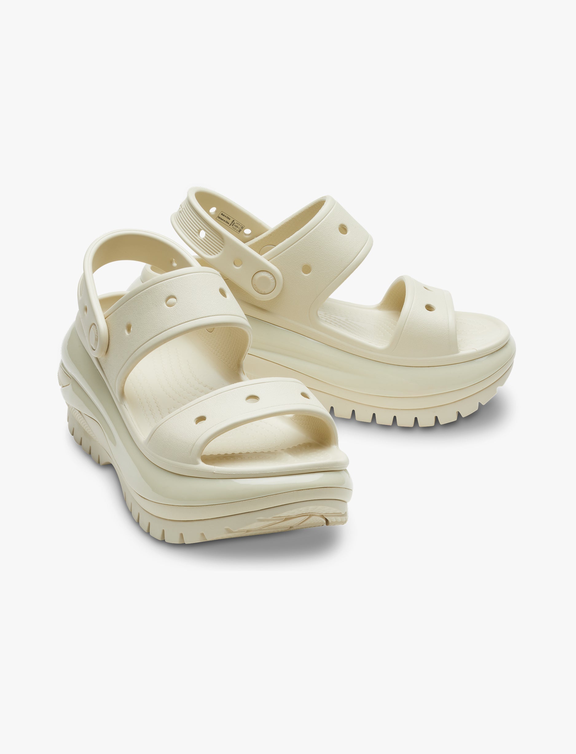 Crocs Classic Mega Crush Sandal - סנדל פלטפורמה קרוקס לנשים בצבע עצם