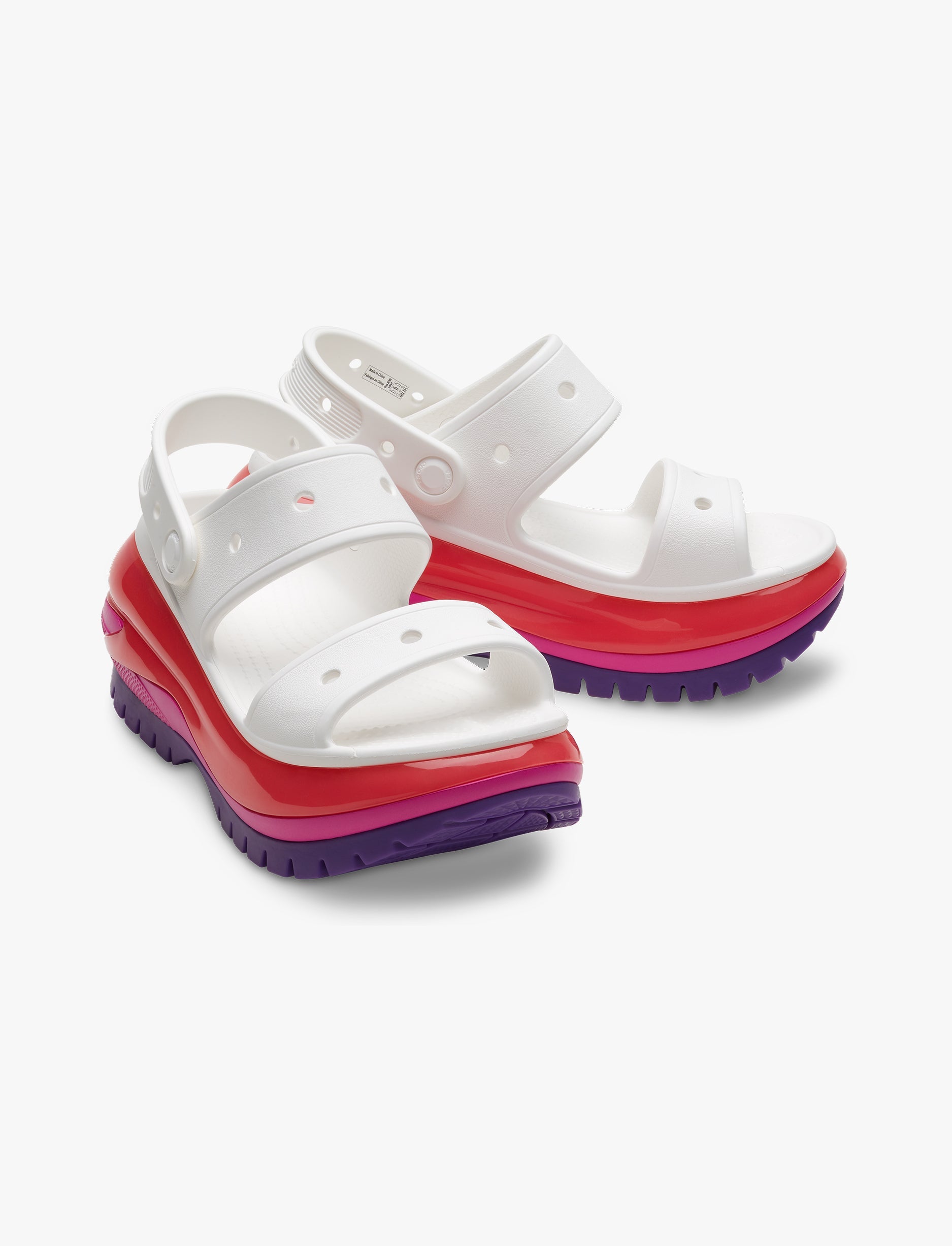 Crocs Classic Mega Crush Sandal - סנדל פלטפורמה קרוקס לנשים בצבע לבן מולטי