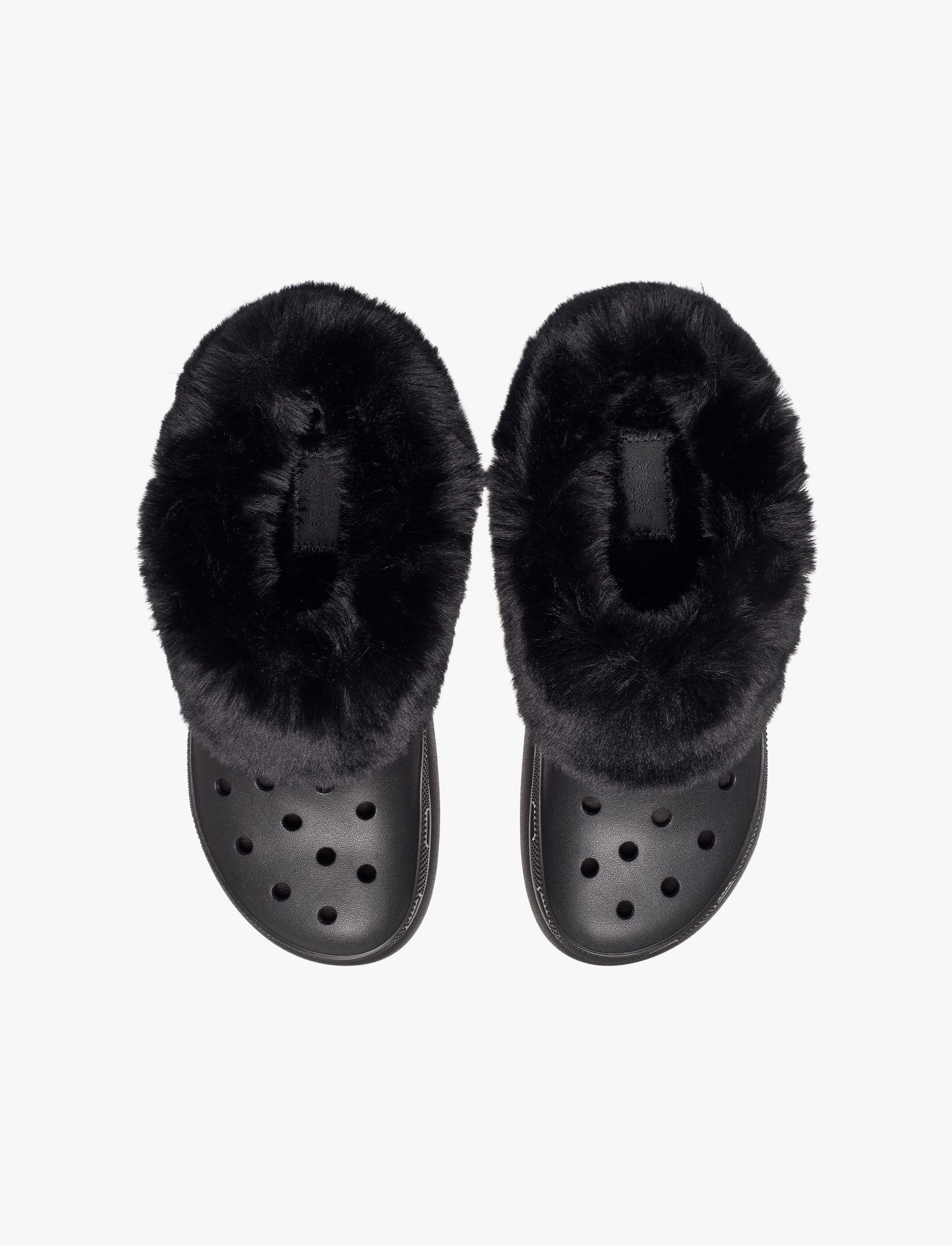 Crocs Furever Crush - כפכפי פלטפורמה קרוקס קראש עם פרווה לנשים בצבע שחור