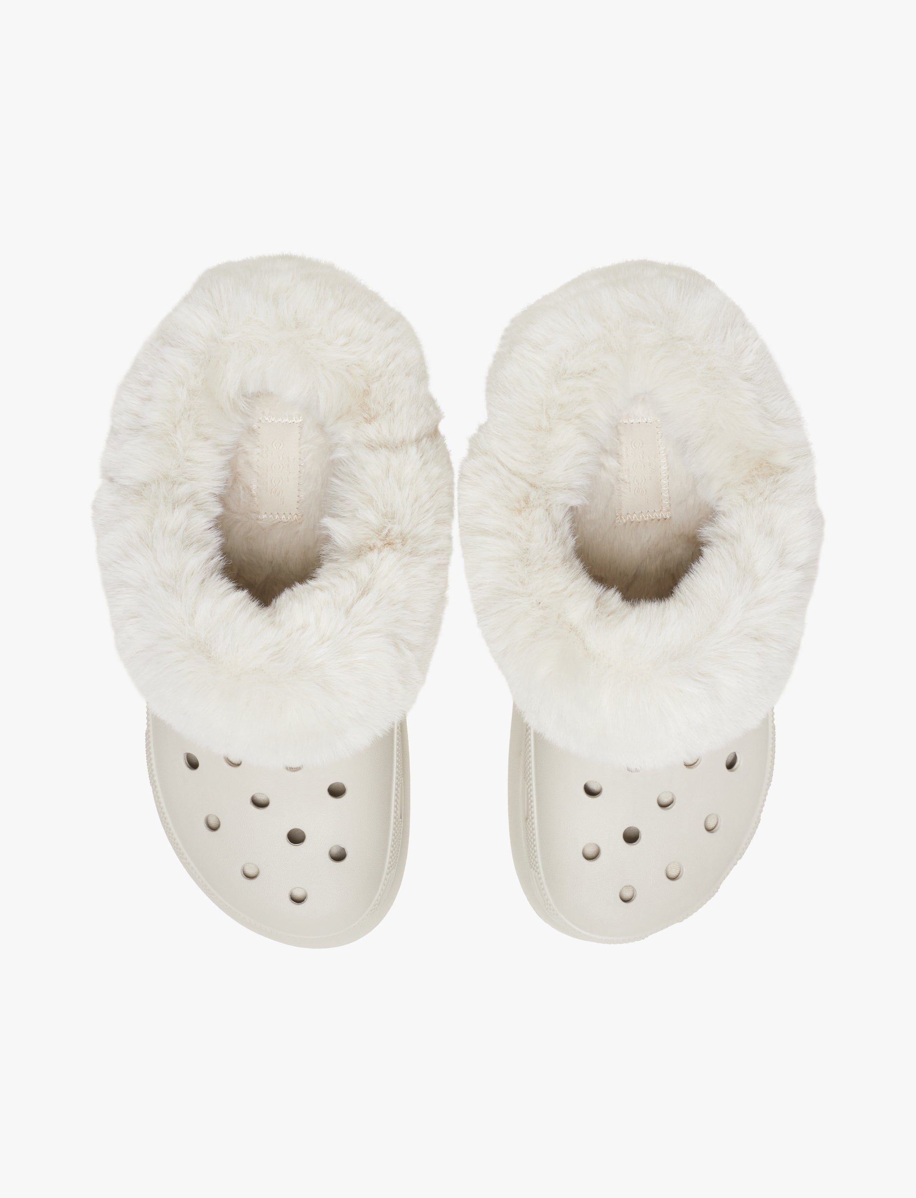 Crocs Furever Crush - כפכפי פלטפורמה קרוקס קראש עם פרווה לנשים בצבע אבן