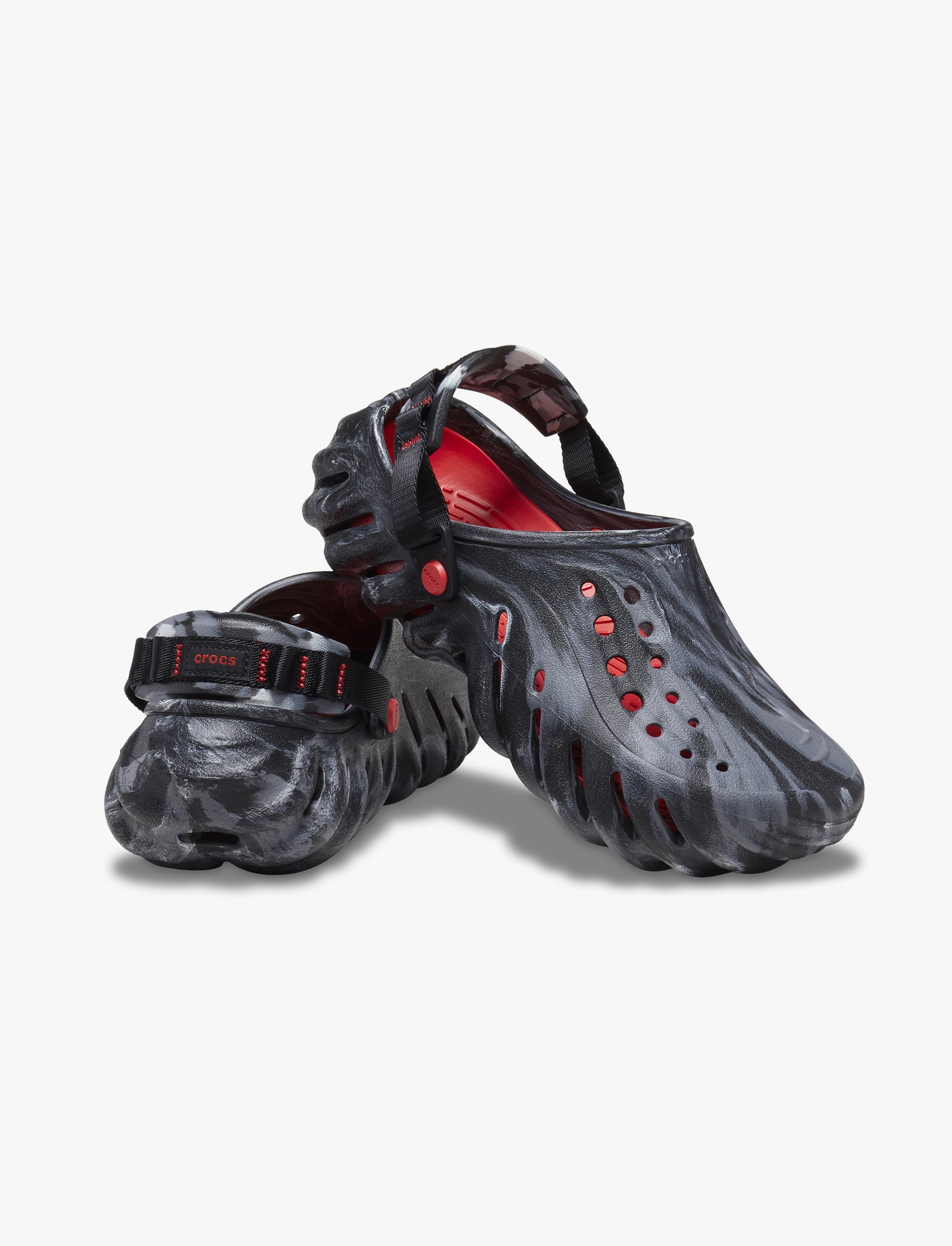 Crocs Echo Marbled Clog - כפכפי קרוקס אקו מרבלד בצבע שחור/אדום פליים