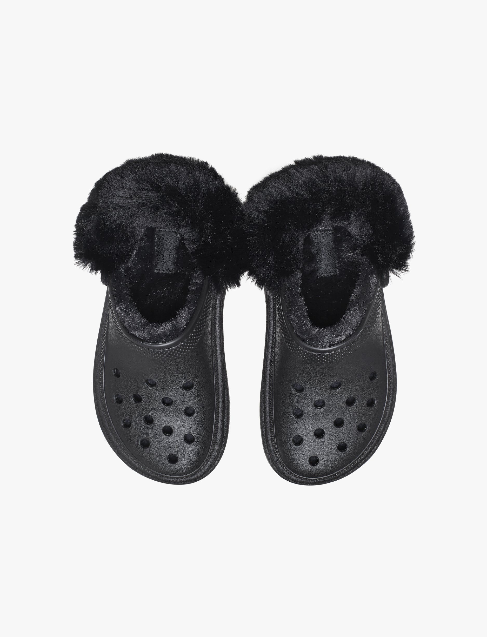 Crocs Stomp Lined Clog - כפכפי פלטפורמה קלוג סטומפ פרוותיים לנשים בצבע שחור