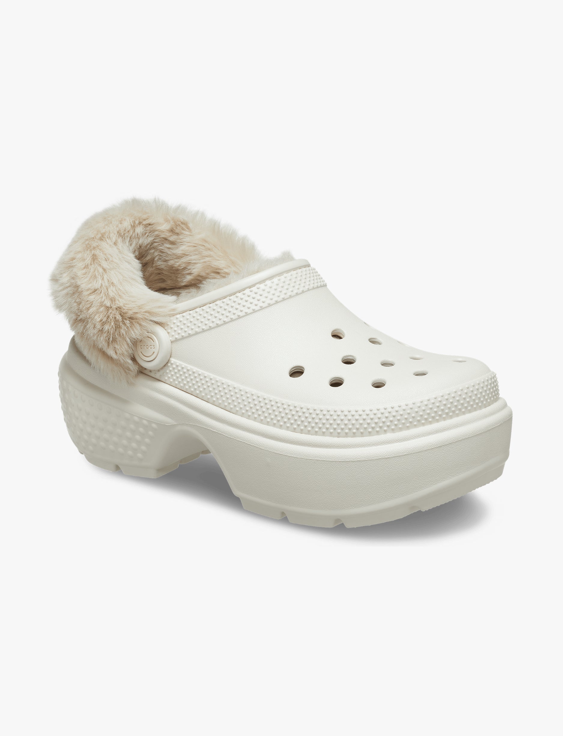 Crocs Stomp Lined Clog - כפכפי פלטפורמה קלוג סטומפ פרוותיים לנשים בצבע סטוקו