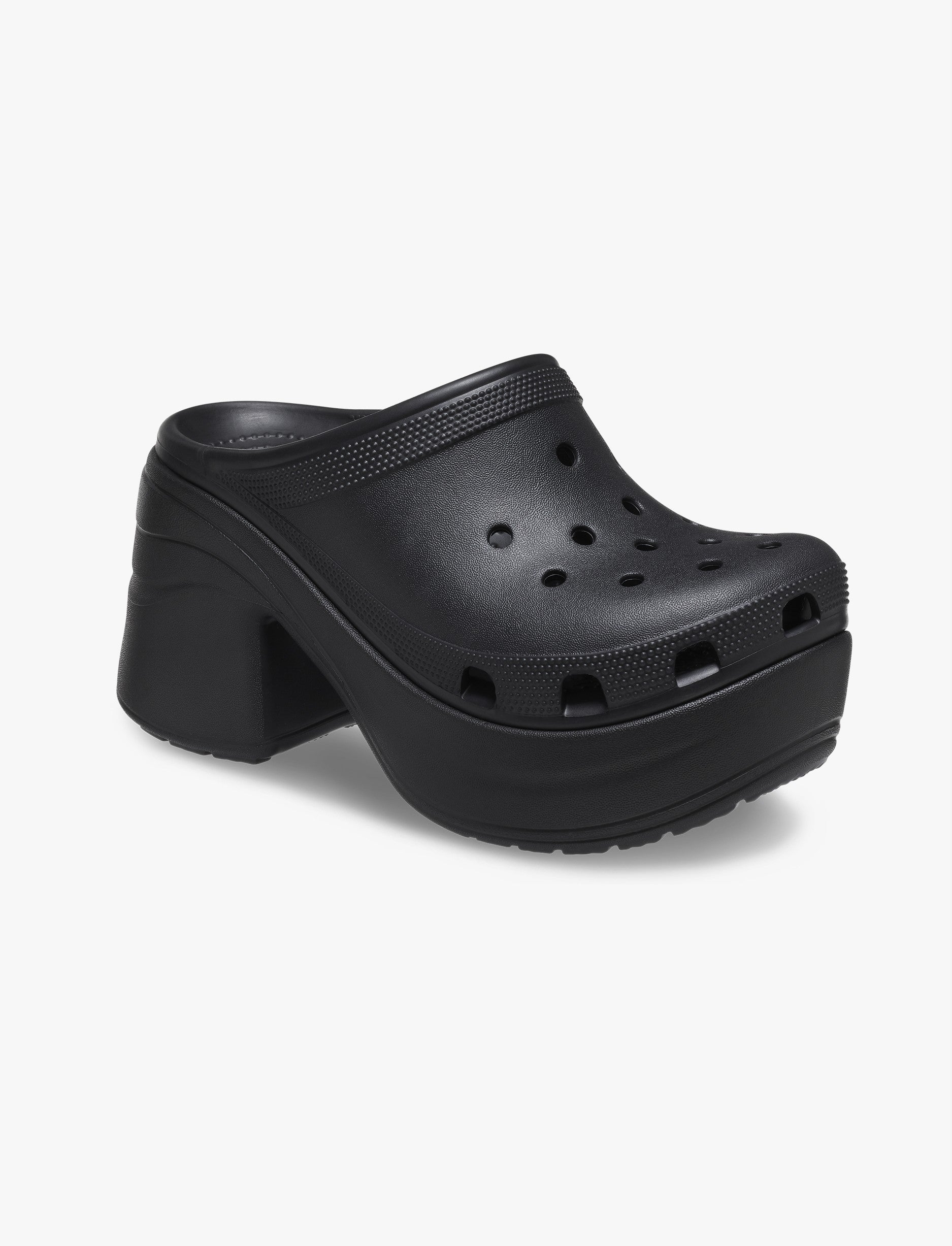 Crocs Siren Clog - כפכפי קלוג קרוקס עם עקב פלטפורמה גבוה לנשים בצבע שחור