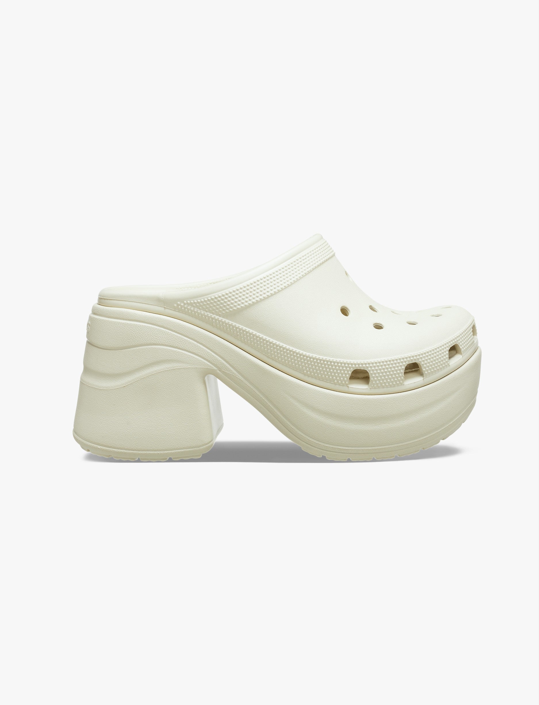 Crocs Siren Clog - כפכפי קלוג קרוקס עם עקב פלטפורמה גבוה לנשים בצבע עצם